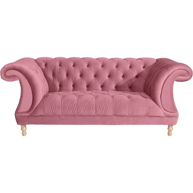 Max Winzer® Chesterfield-Sofa »Isabelle«, mit Knopfheftung & gedrechselten  Füßen in Buche natur, Breite 200 cm kaufen | BAUR