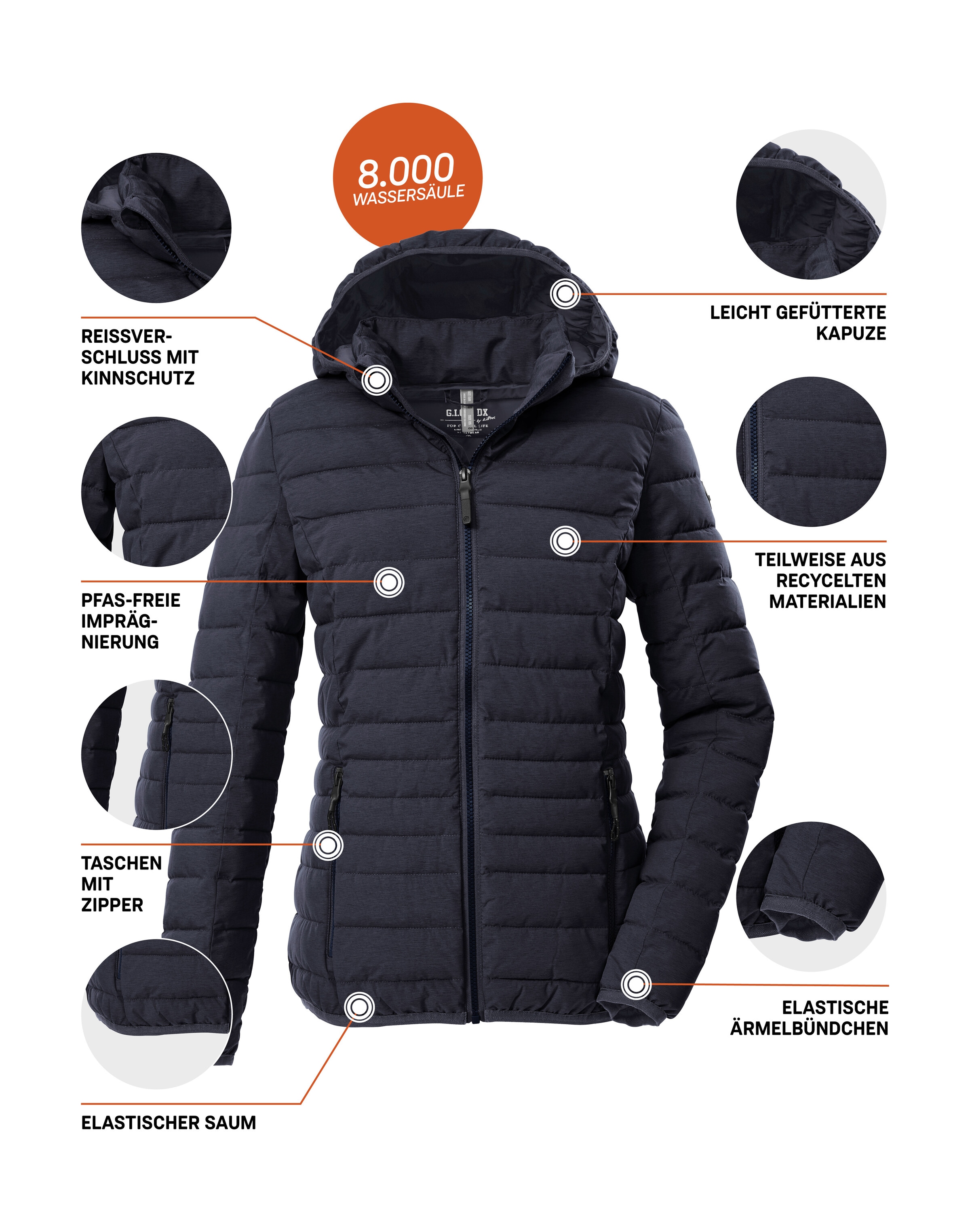 G.I.G.A. DX by killtec Steppjacke »GW 49 WMN QLTD JCKT«, Wind- und wasserabweisende Damen Steppjacke mit 8.000 mm Wassersäule