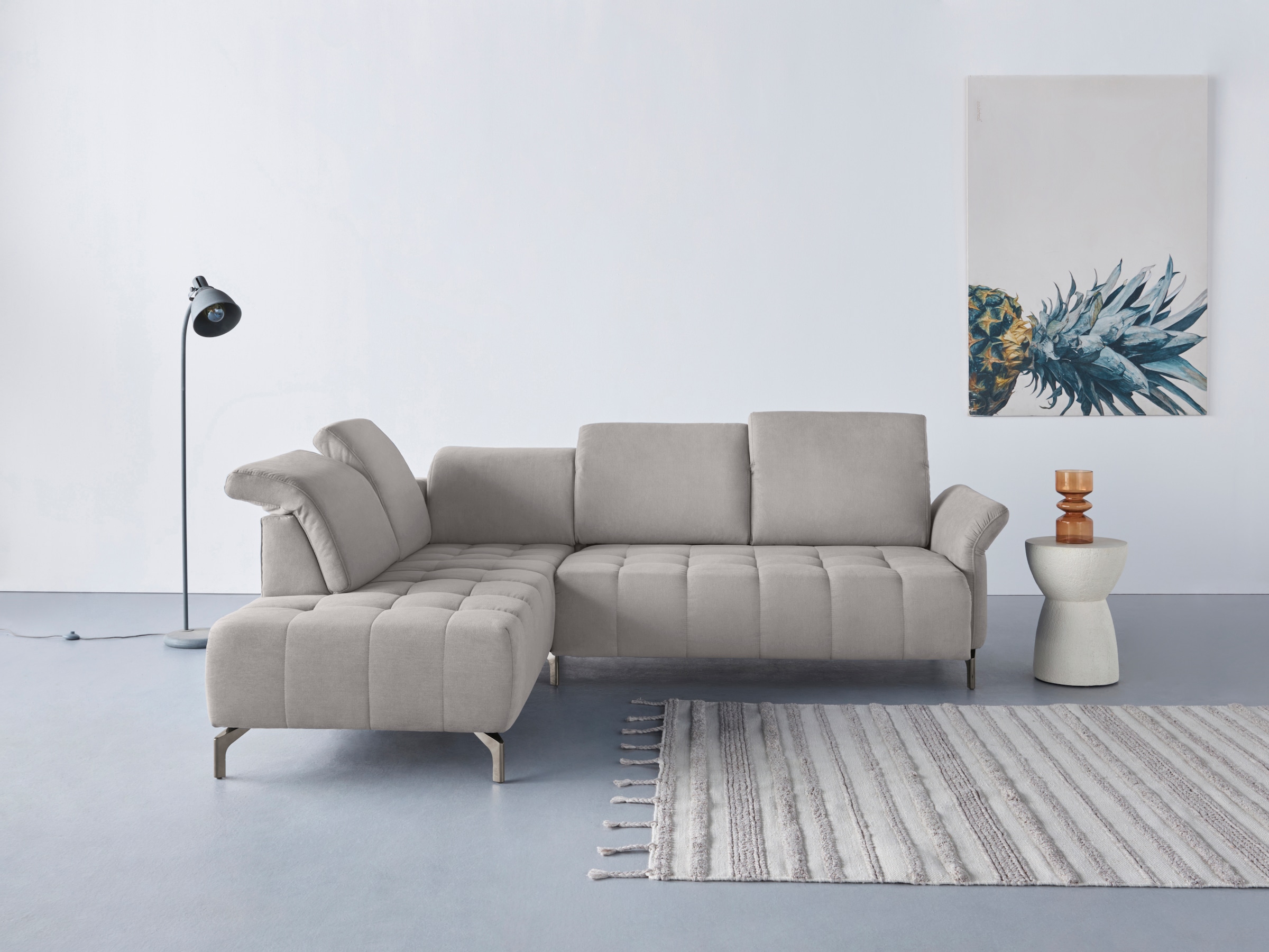 OTTO home Ecksofa "Fresh L-Form" Federkern, wahlweise Kopfteilverstellung und motorischer Vorziehsitz