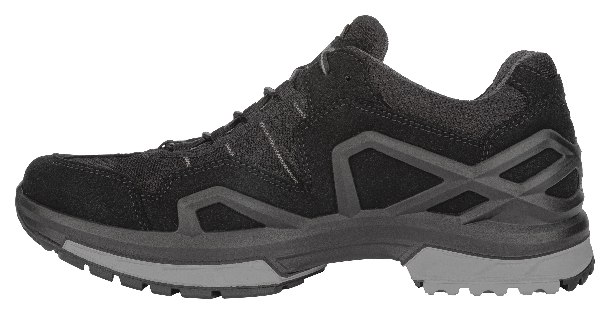 Wanderschuh LOWA "GORGON GORE-TEX", Herren, Gr. 45, schwarz (schwarz, anthrazit), Synthetik, Textil, Schuhe Wanderschuh, wasserdicht dank Gore-Tex Membrane 2