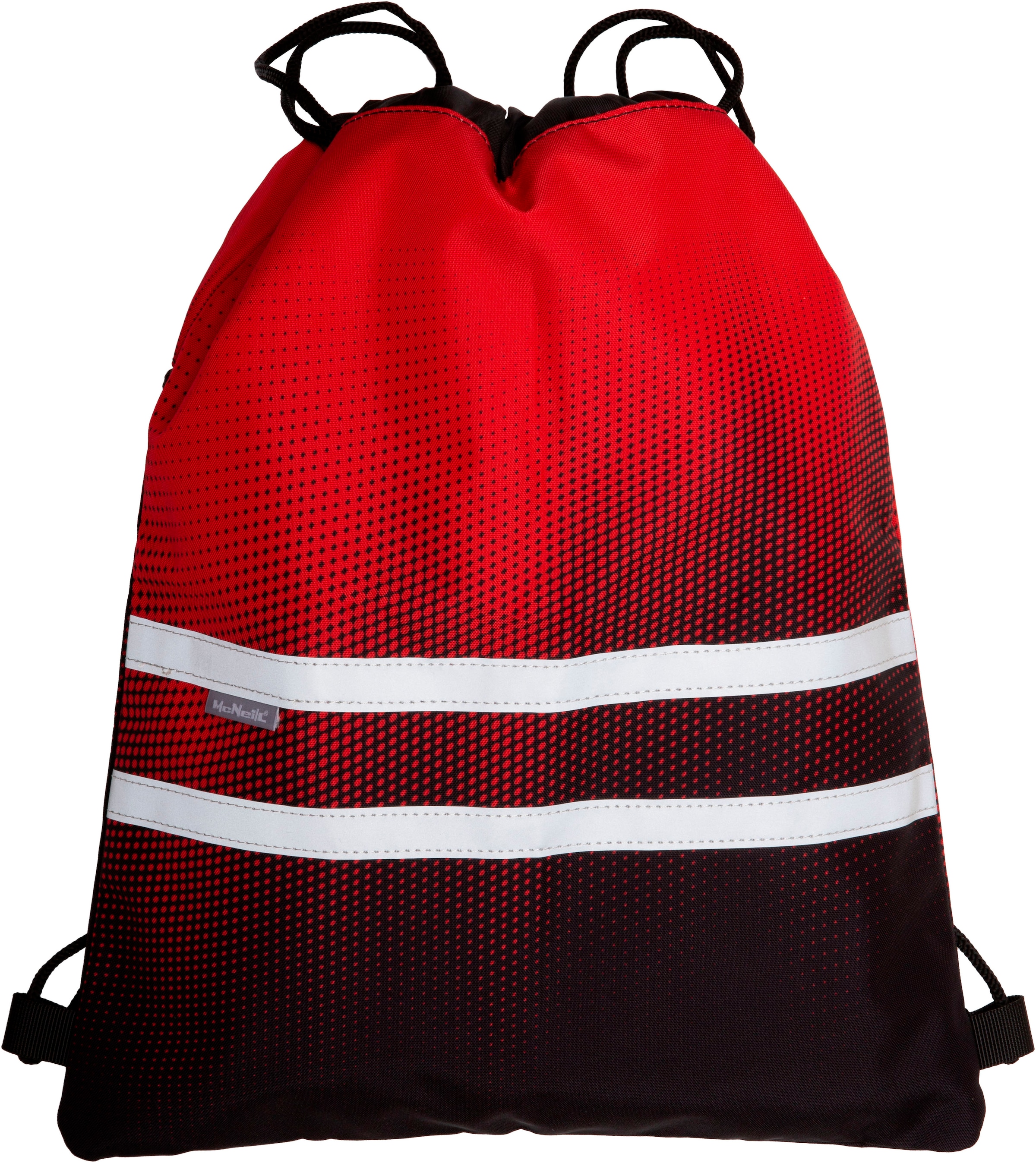 McNeill Schulranzen »Perfecto, Gradient Cranberry«, reflektierende Streifen auf den Schultergurten-retroreflektierende Flächen, inkl. Federmäppchen, Turnbeutel, Schlamperrolle & Motivmagnet