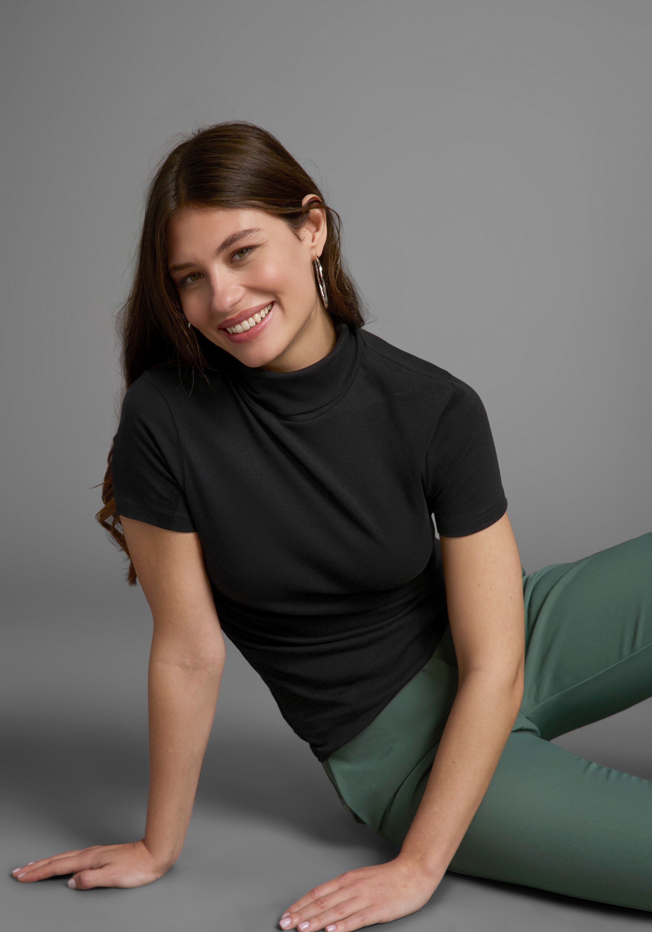 Flashlights Rollkragenshirt, figurbetont, Basic-Stil, Rollkragen, aus 100% Baumwolle, elastisch