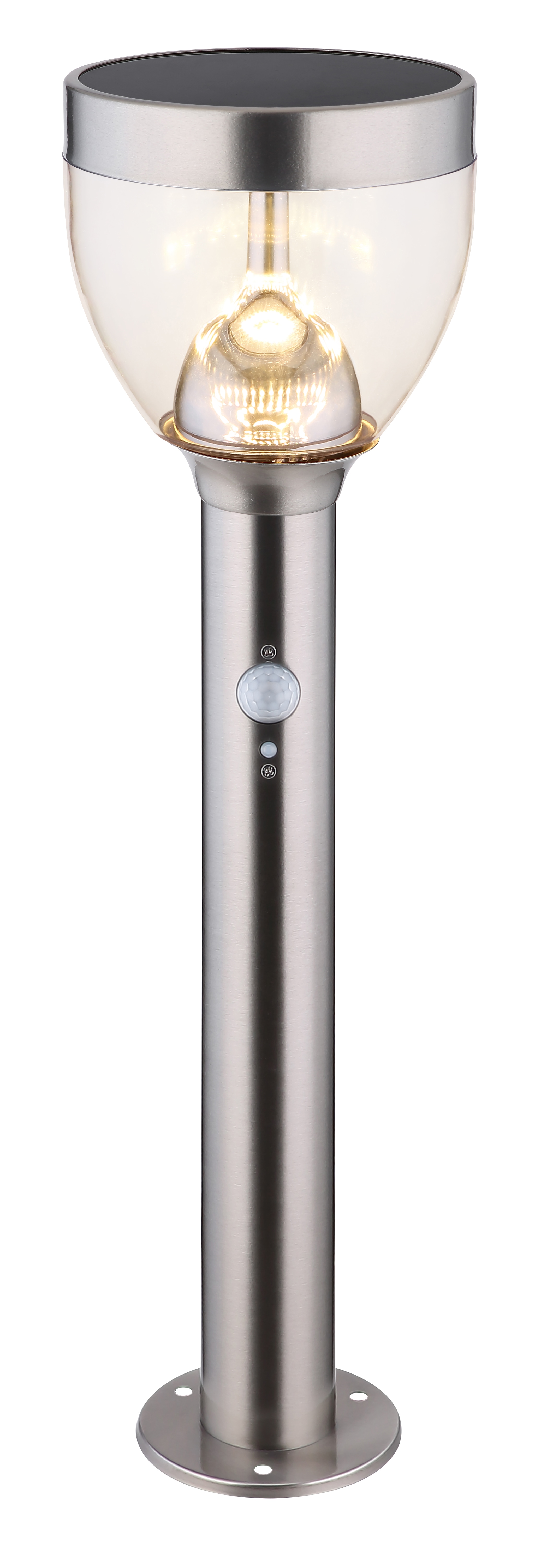 GLOBO LIGHTING LED Solarleuchte "SOLARLEUCHTE EDELSTAHL, 1XLED" LED-Modul 1 Stk. Warmweiß Bewegungssensor mit flexibler Lichtsteuerung