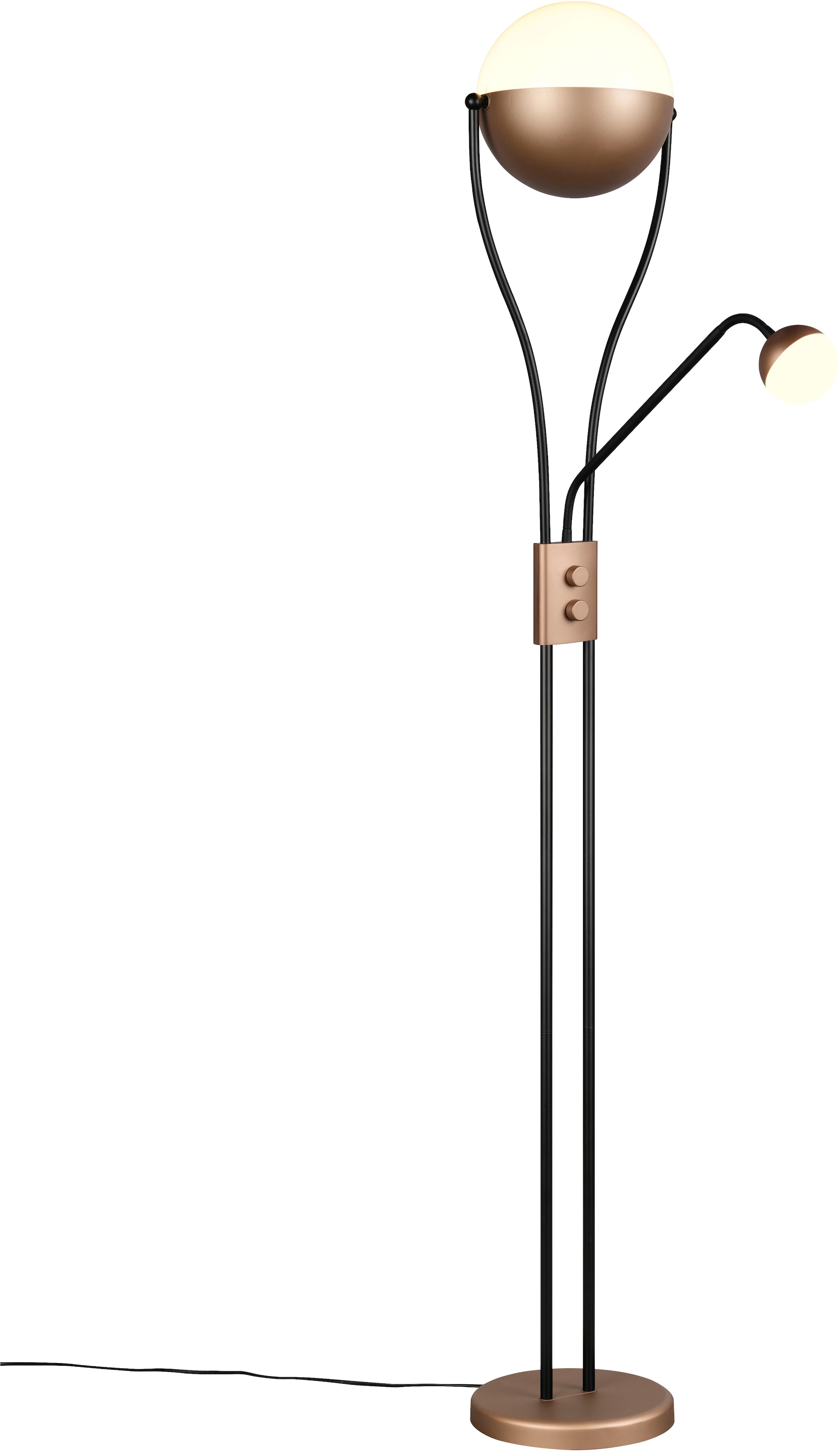 TRIO Leuchten LED Stehlampe »CHRIS, LED Stehleuchte Höhe 180cm, mit Lesearm, Drehdimmer«, 2 flammig, Leuchtmittel LED-Board-LED-Board | LED fest integriert-LED fest integriert, flexibles Leselicht getrennt schalten + dimmen, warmweißes Licht 3000K