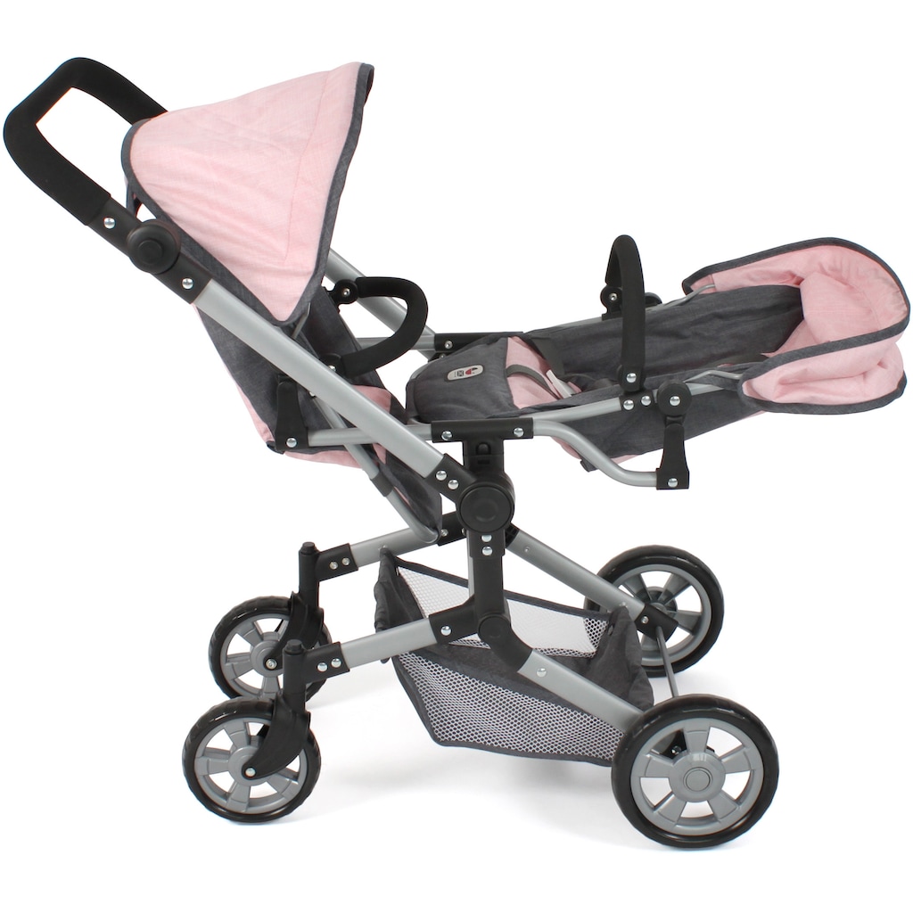 CHIC2000 Puppen-Zwillingsbuggy »Linus Duo, Grau-Rosa«