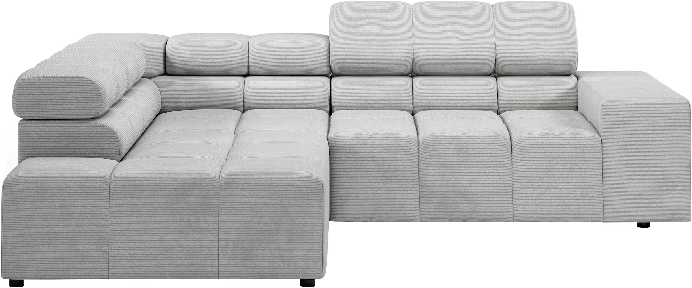 INOSIGN Ecksofa »Ancona, incl. Kopfteilverstellung + 3 Zierkissen, L-Form, bequem«, wahlweise motorische Sitztiefenverstellung, B/T(H: 249/215/70 cm