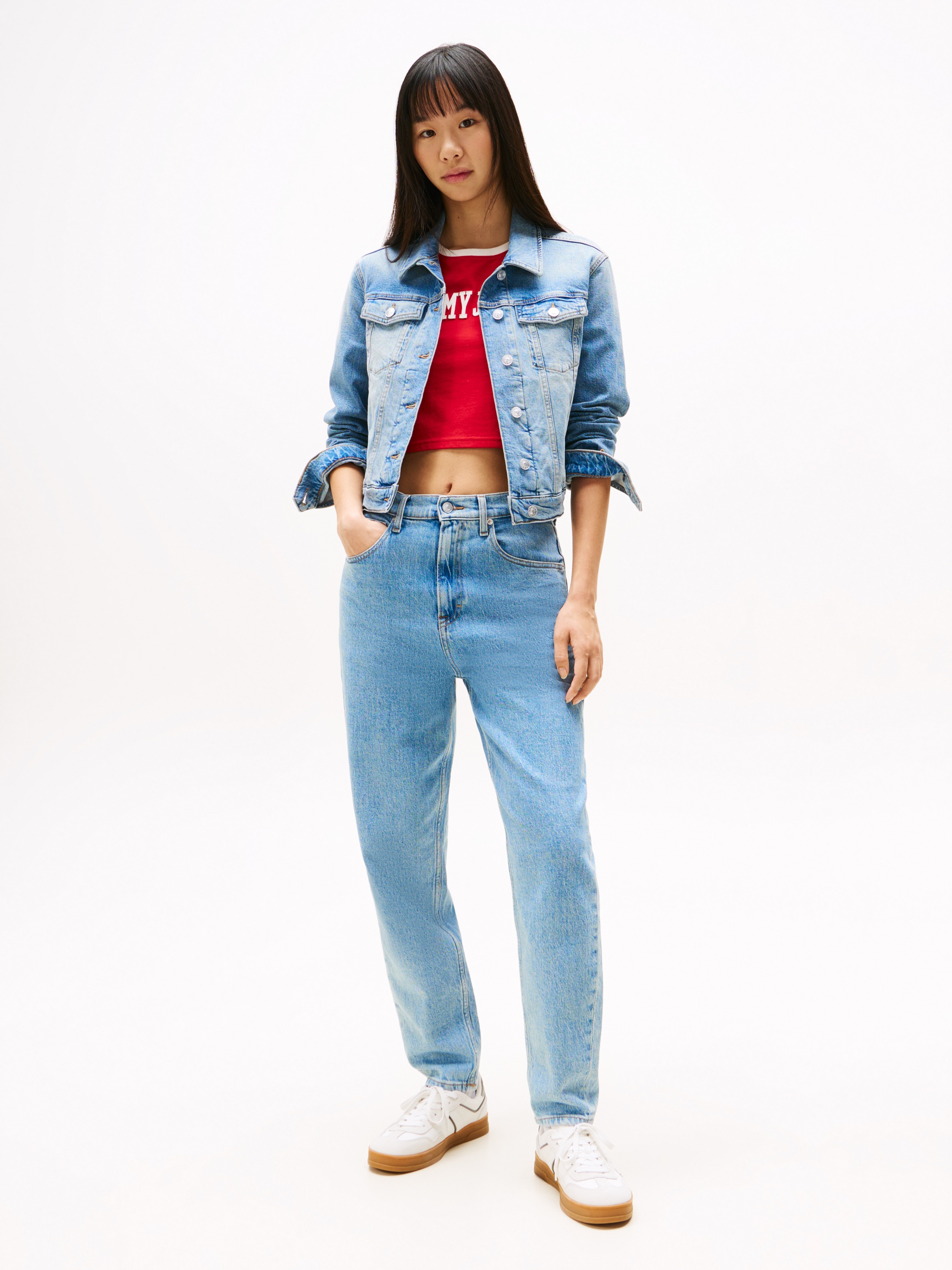 Thumbnail - Tommy Jeans Tapered-fit-Jeans "High waist - Mom-Jeans Tapered", Mit Tommy Hilfiger Logo-Flag auf der Gesäßtasche