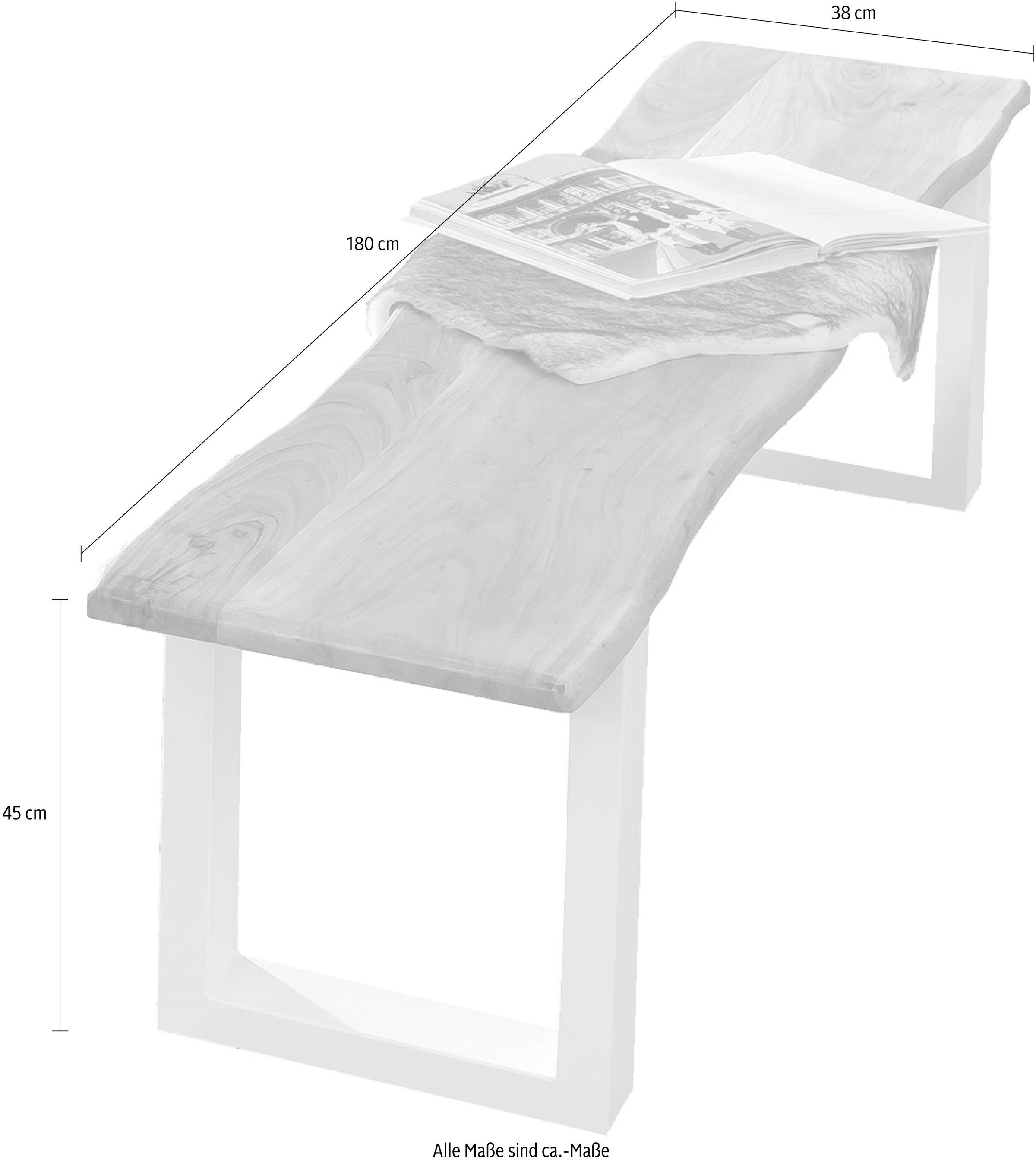 Home affaire Bank "Manhattan" mit Baumkantenoptik und Gestell U-Form aus we günstig online kaufen