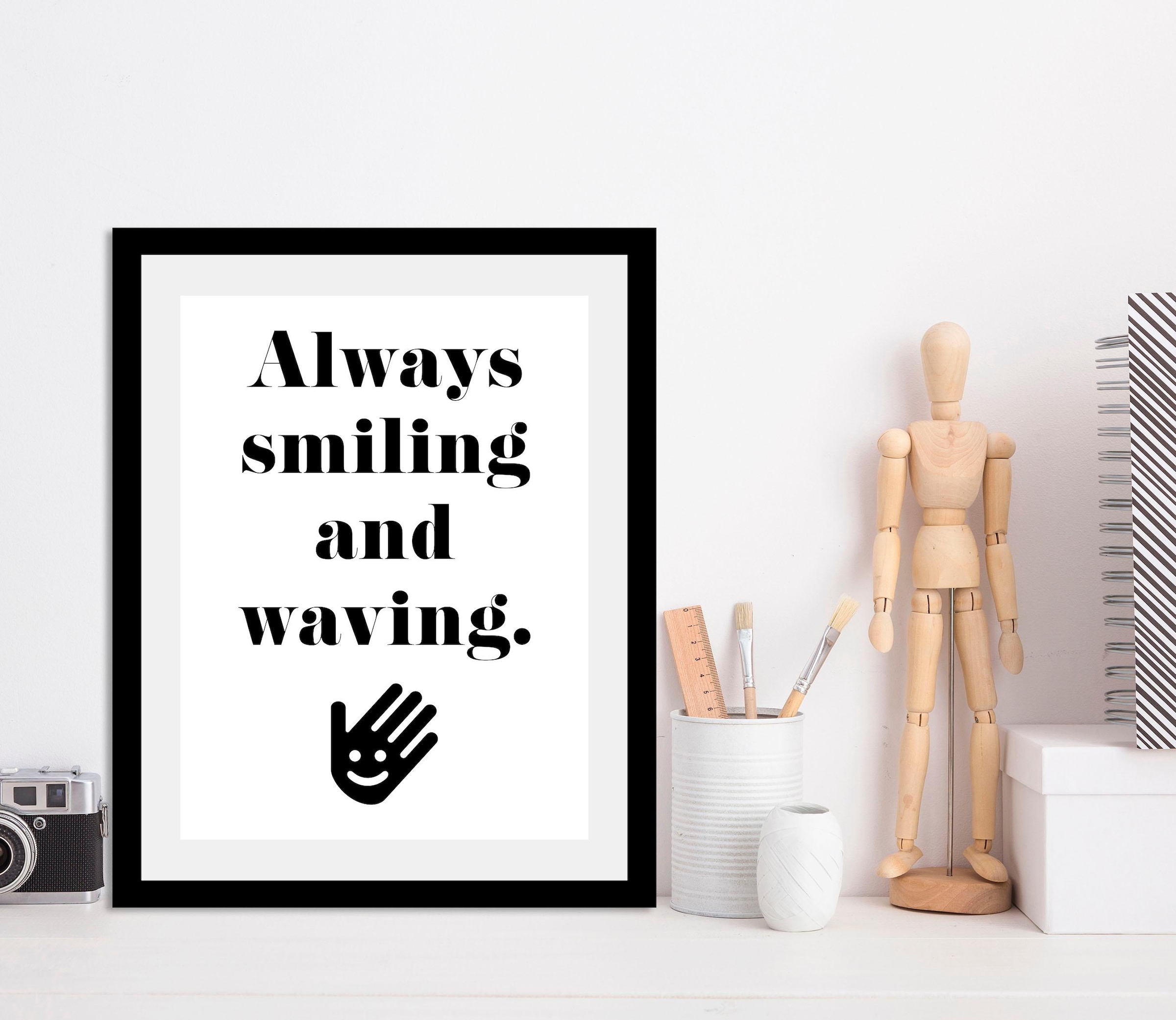 queence Bild »smile« Motivationsbilder | Schriftzug | Schwarz-Weiß | Sprüche & Texte HD Premium Poster-Druck inkl. Holzrahmen