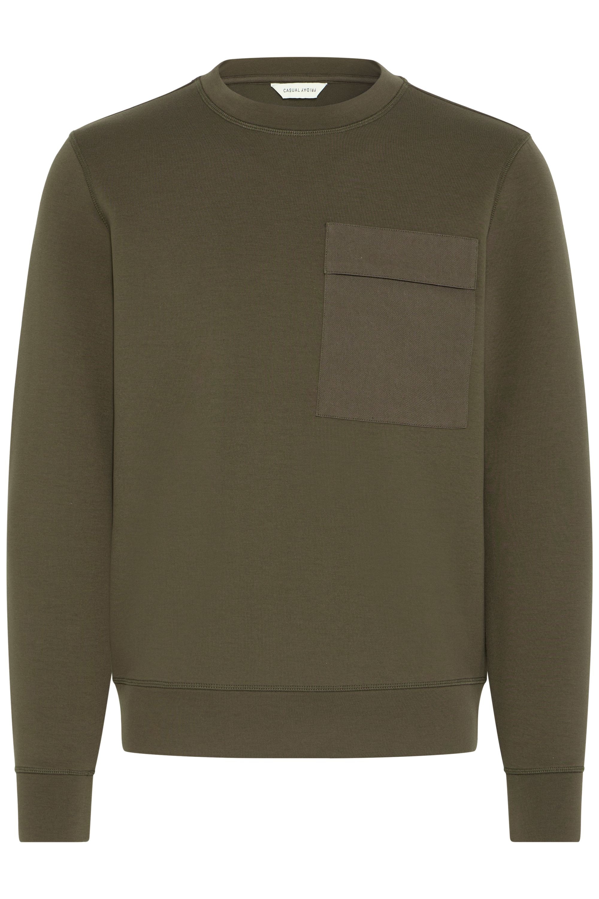 Longpullover CASUAL FRIDAY "Sweater CFVIDAR", Herren, Gr. XL, grün (schwarz olive), Obermaterial: 80% Viskose CV. 13% Polyester PES. 7% Elasthan EL., Pullover Longpullover