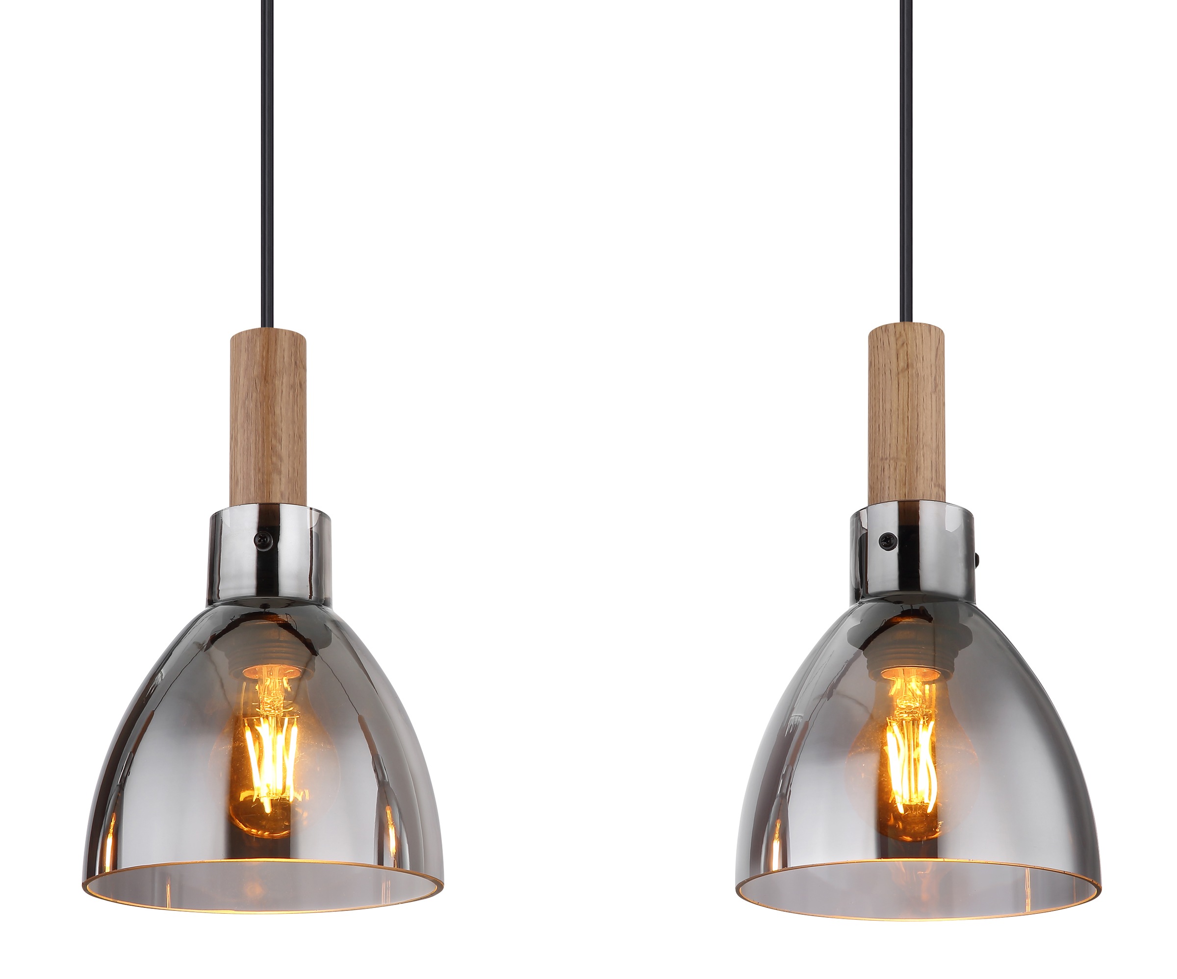 GLOBO LIGHTING Hängeleuchte »MATTEA« E27 1 Stk. Schwarze Hängeleuchte mit Rauchglas, MDF, GU10 & E27 Spots