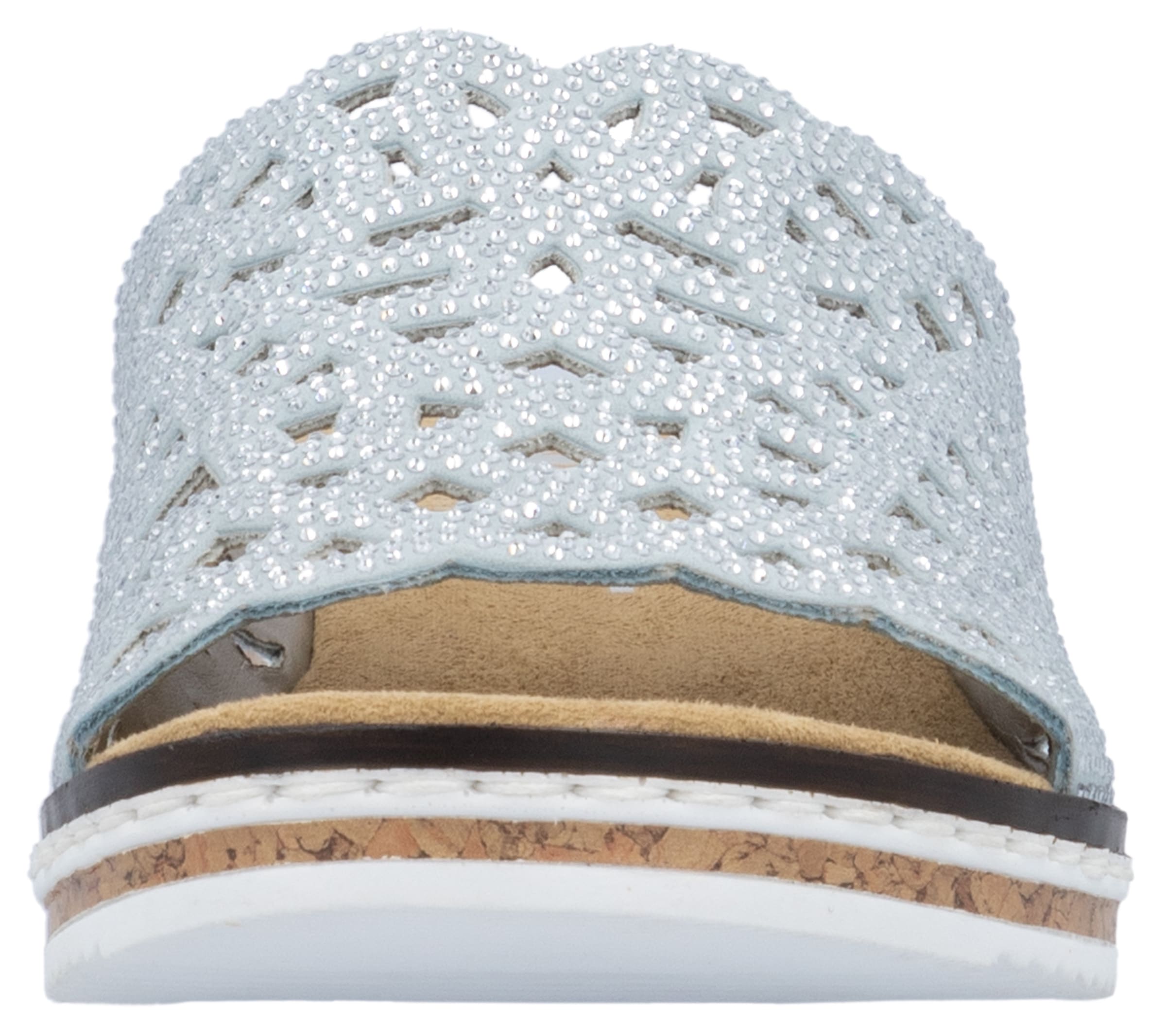 Rieker Pantolette, Sommerschuh, Schlappen, Hausschuh, Keilabsatz mit Perfortion
