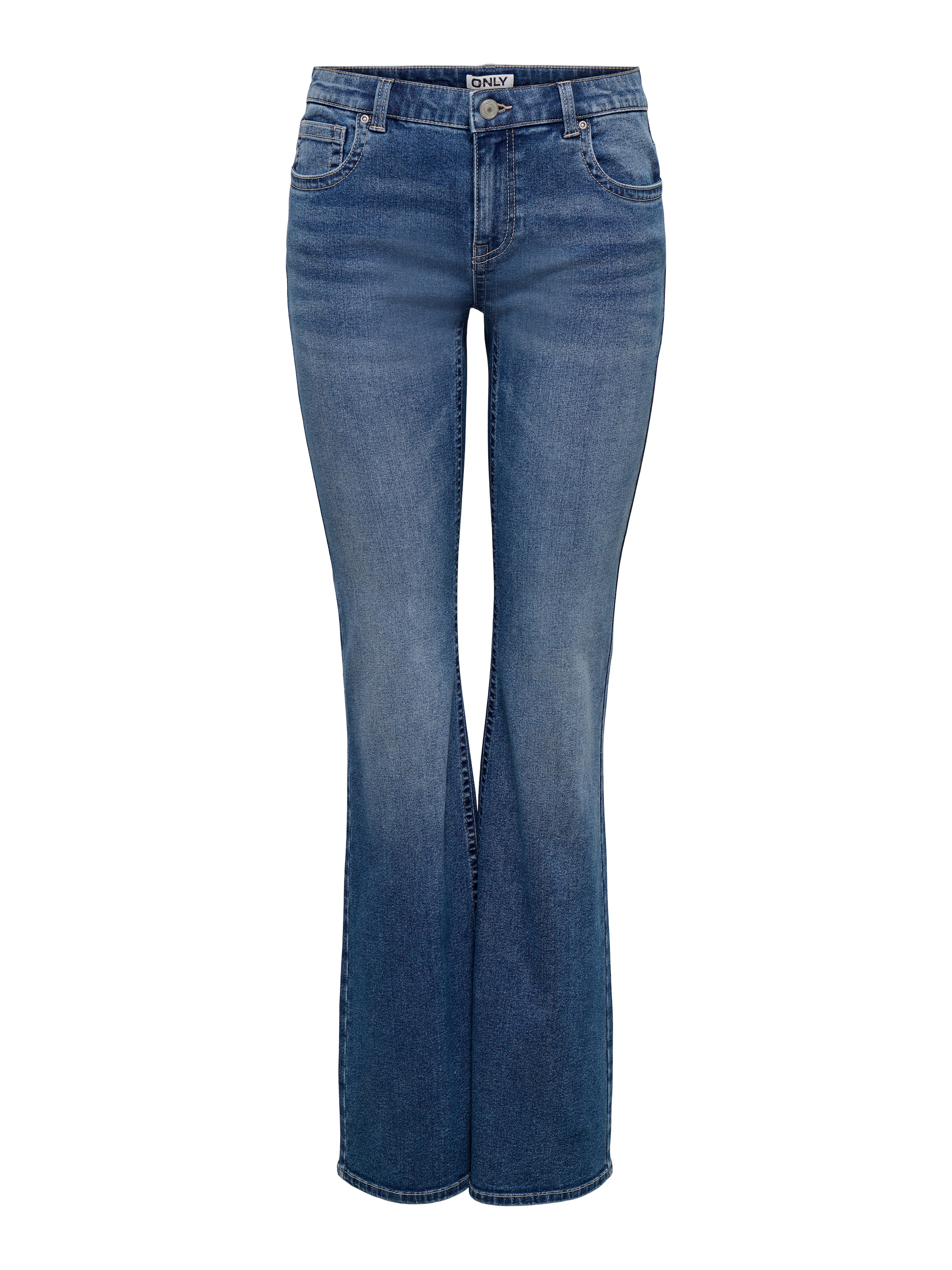 ONLY Bootcut-Jeans "ONLPHOEBE LW B-POC FLARE DNM PIM454 NOOS" Baumwollmischung, bootcut fit