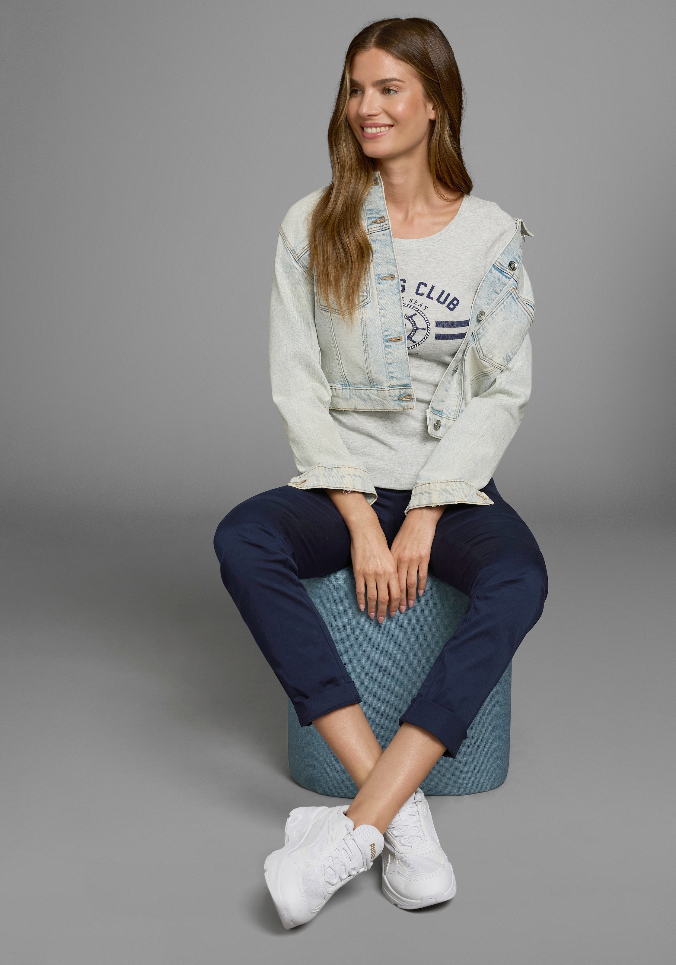 DELMAO T-Shirt, (Packung, 2 tlg., 2er-Pack), im maritimen Design mit Aufschlag am Ärmelabschluss - NEUE KOLLEKTION