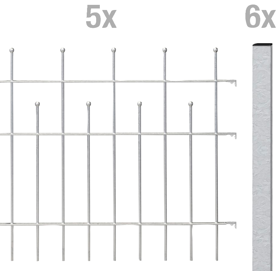 Alberts Metallzaun "Madrid", Gesamtlänge: 10 m, versch. Höhen, feuerverzinkt, zum Aufschrauben
