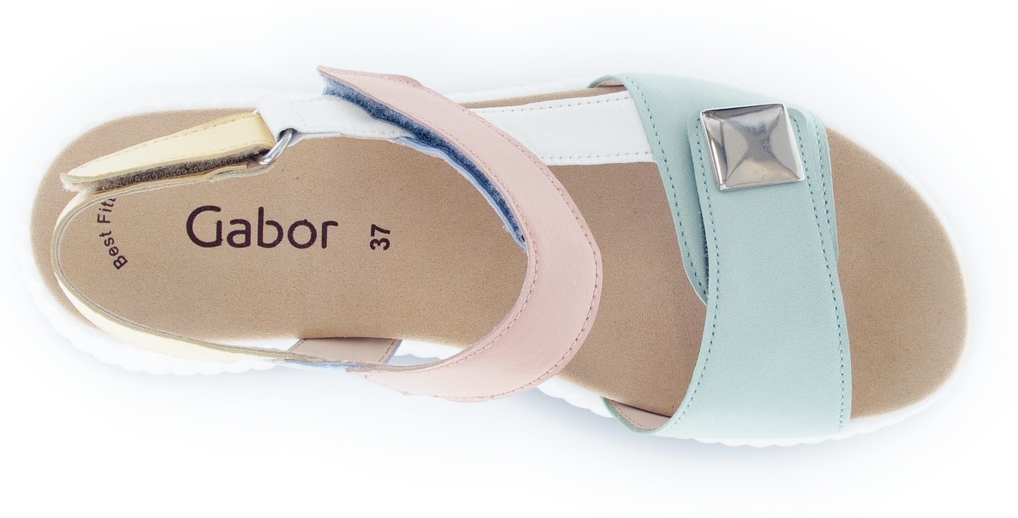 Gabor Keilsandalette, Riemchensandale, Bequemschuh, Sommerschuh mit hübschem Zierknopf