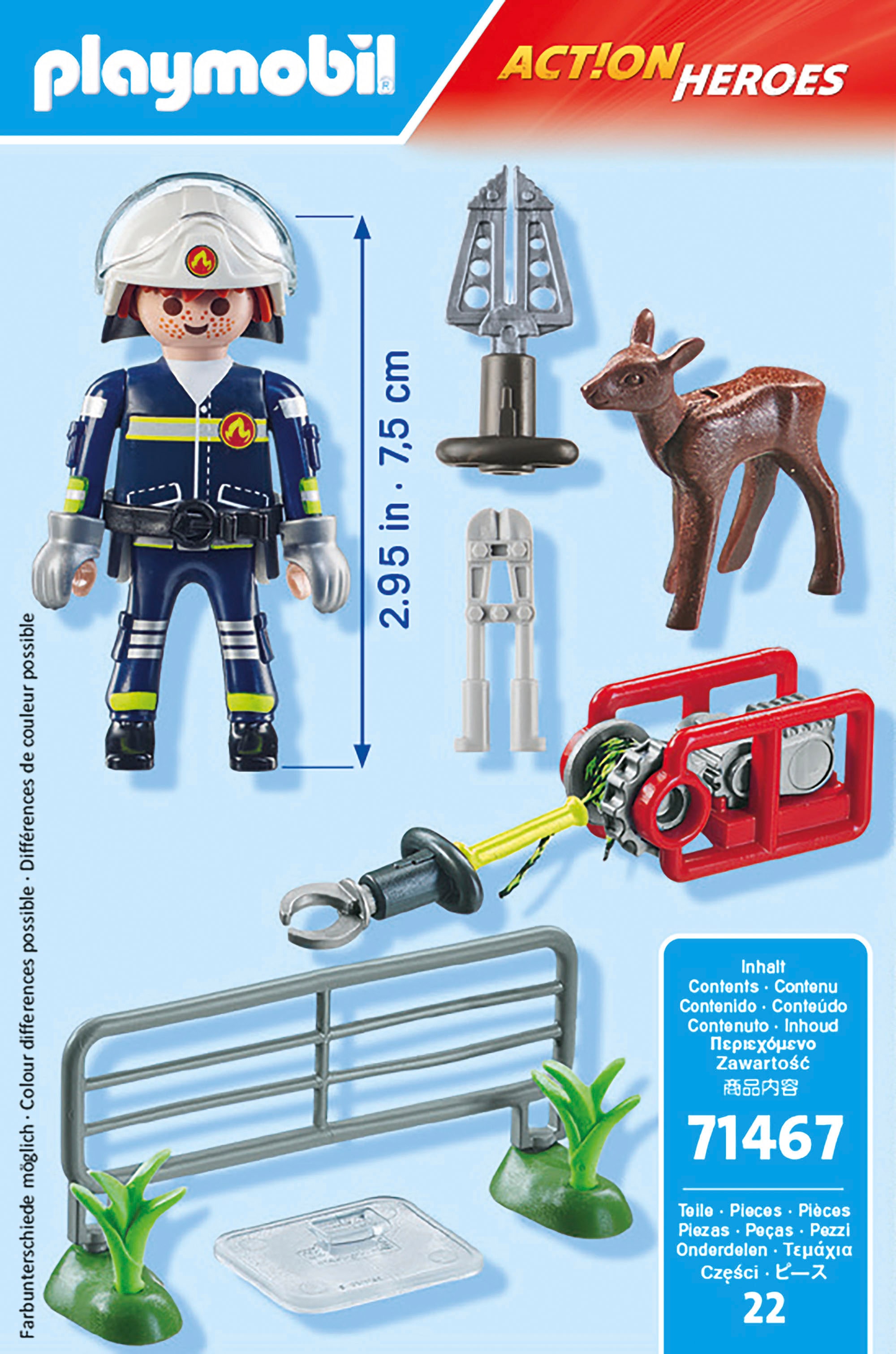 Playmobil® Konstruktions-Spielset »Feuerwehr-Tierrettung (71467), Action Heroes«, (22 St.), Made in Europe