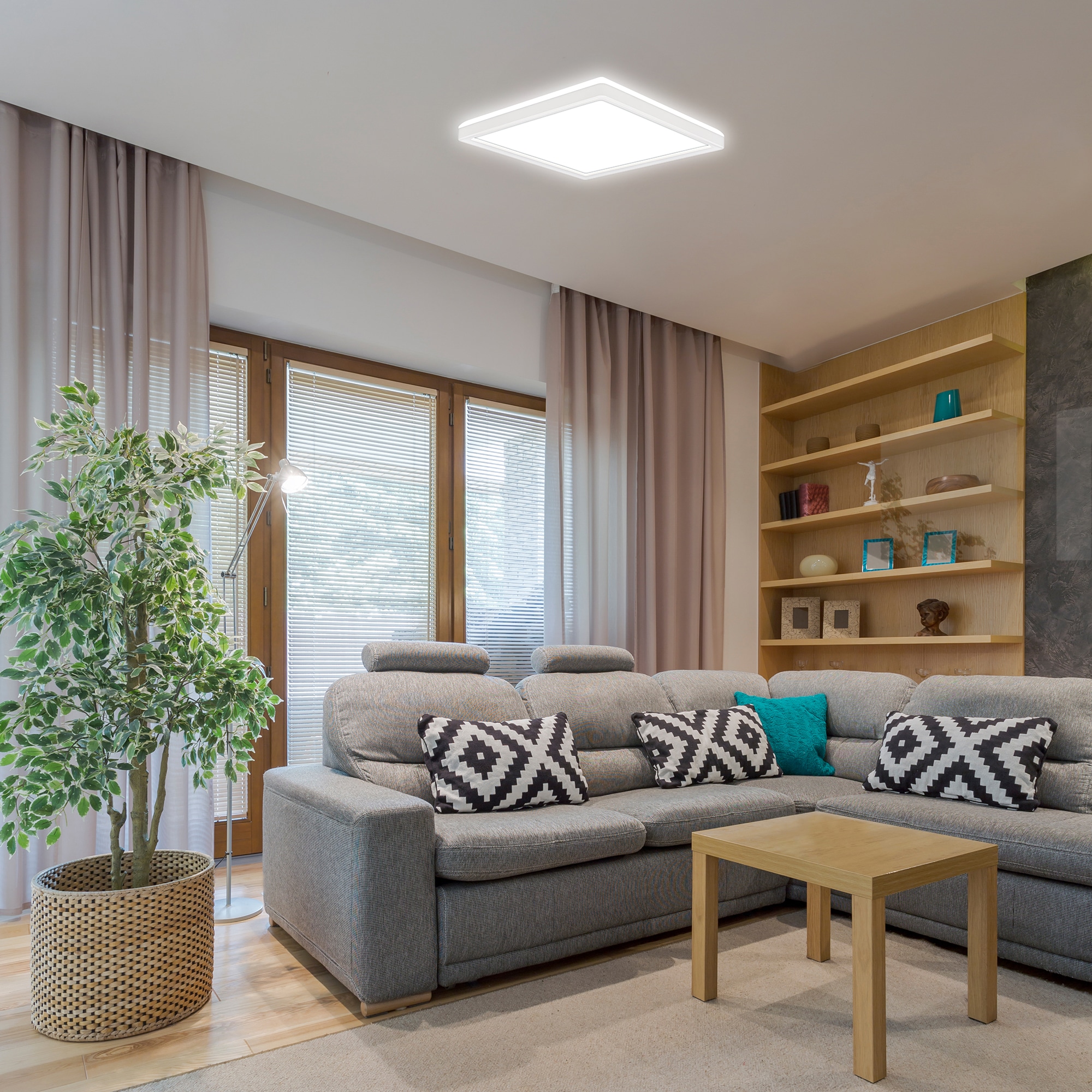 B.K.Licht LED Deckenleuchte »BKL1599 Ultraflache Deckenlampe, LED Panel mit Backlight«, 1 flammig, Leuchtmittel LED-Modul | LED fest integriert, 4.000K, 1.900 Lm, 16W, indirekte Hintergrundbeleuchtung, 24x24cm, Weiß