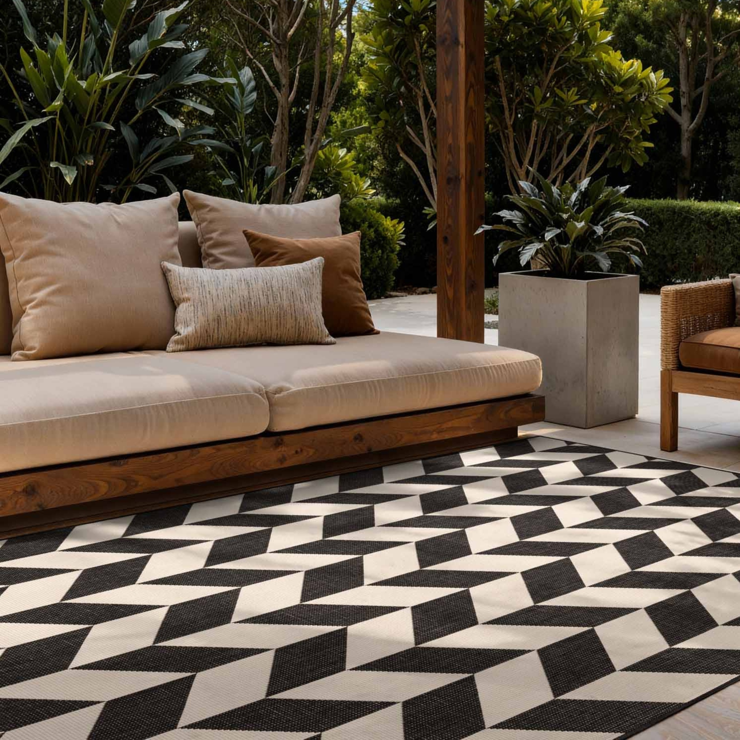 Teppich TED BAKER, B:120cm H:8mm L:170cmschwarz weiß, Polypropylen, Wohnzimmer, Teppiche, "Terrick", Designteppich, Wetterfest, Pflegeleicht, Modern,