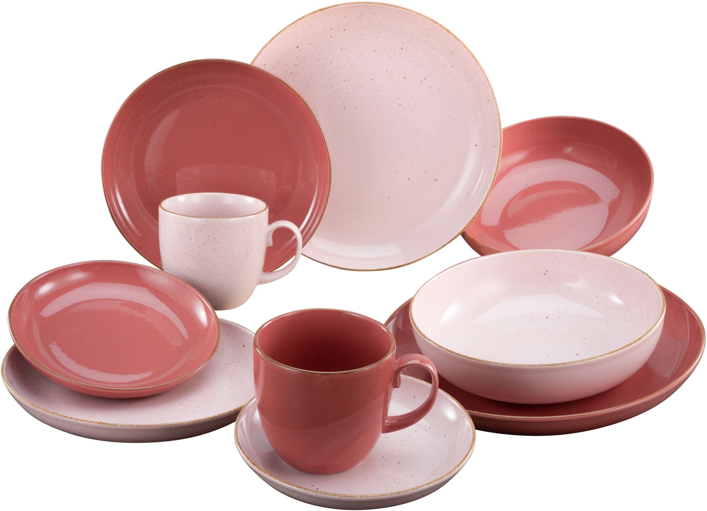 CreaTable Kombiservice "Geschirr-Set GIARDINO - ONE", (Set, 10 tlg., Kaffeeservice und Tafelservice im Set, für 2 Person