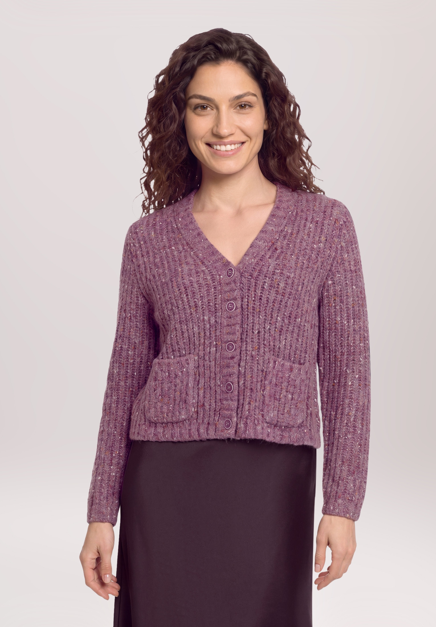 Cartoon Strickjacke »Damen mit V-Ausschnitt« 1
