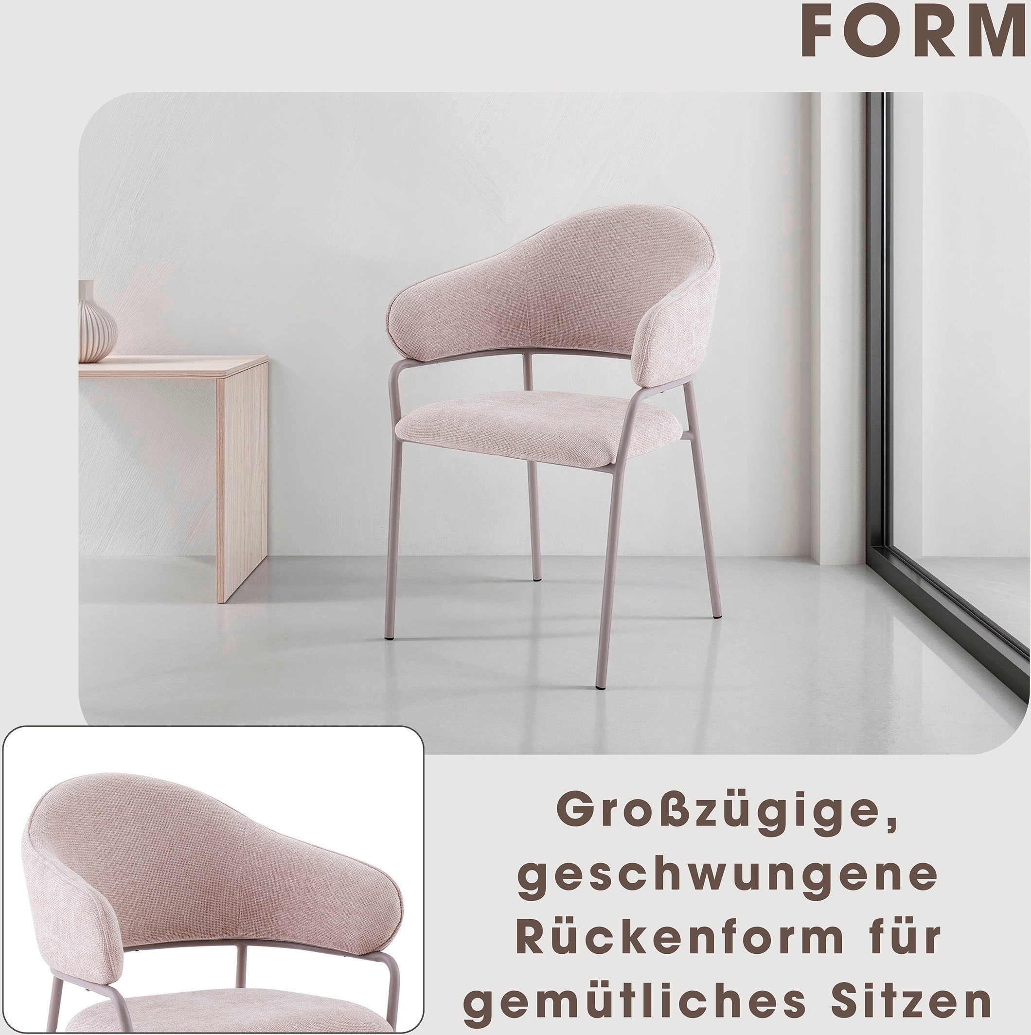 Thumbnail - byLIVING Esszimmerstuhl "Curve" (Set) 2 Stk.moderner Stoff Stuhl mit gemütlichem Sitzkomfort, verschiedene Farben.