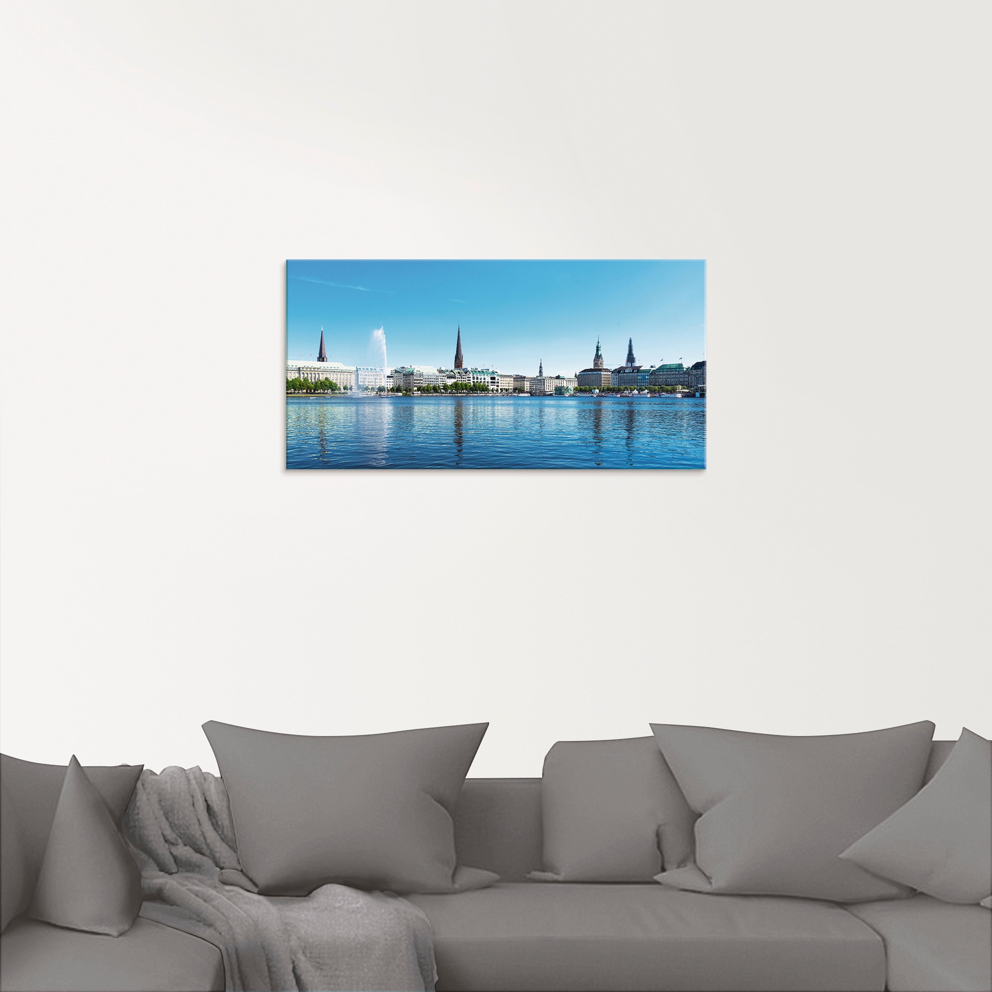 Artland Glasbild »Hamburg Alsterpanorama«, Deutschland, (1 St.), in verschiedenen Größen