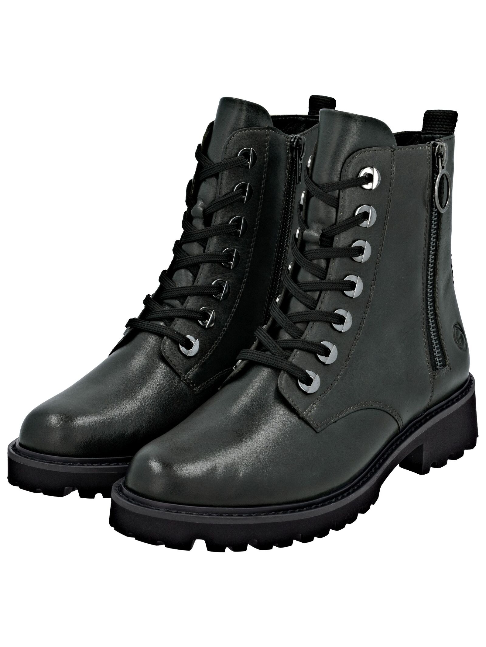 Schnürstiefelette REMONTE "Remonte Stiefelette Glattleder", Damen, Gr. 41, dunkelgrün, Glattleder, Schuhe Schnürstiefelette 3