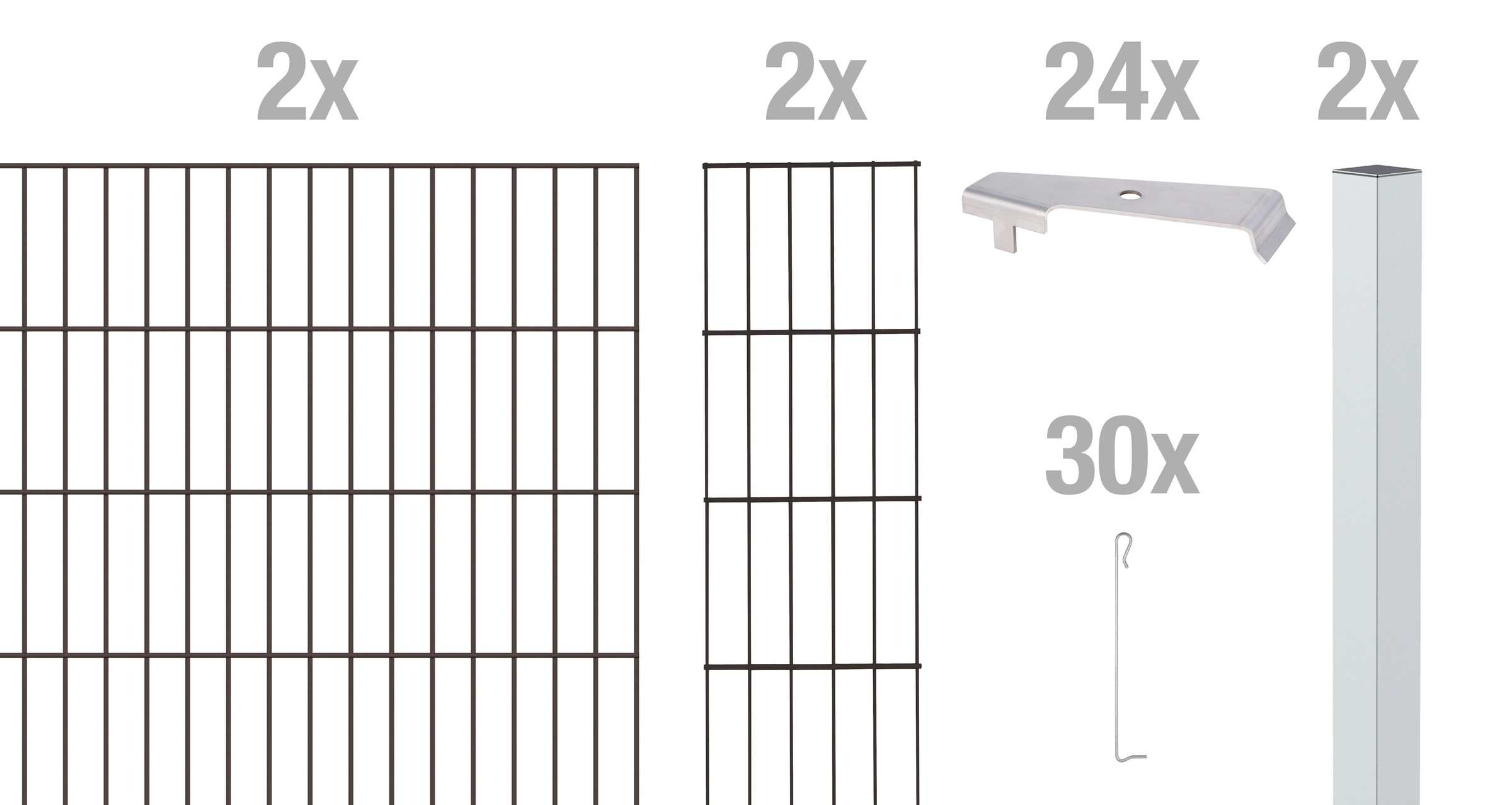 Alberts Gabionenzaun "Cluster-Gabionen Grundset", anthrazit, 2 m breit, in günstig online kaufen