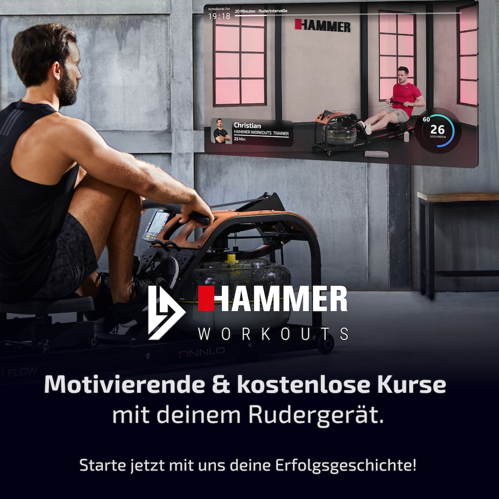 Hammer Rudergerät »POWER ROWER PRO II«, (5 tlg.)