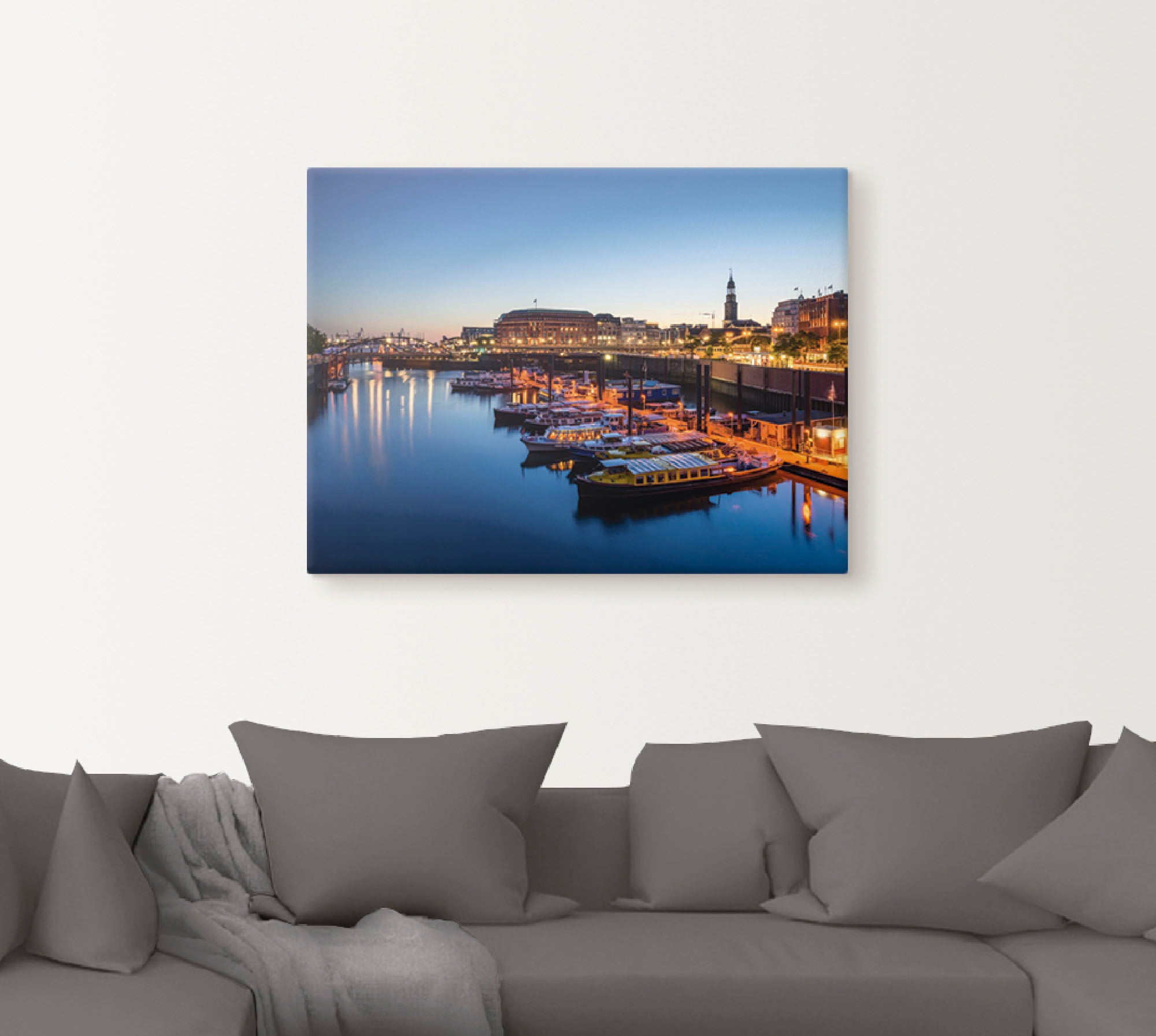 Thumbnail - Artland Wandbild "Hamburg Hafen Panorama mit Michel", Deutschland, (1 St.), als Alubild, Outdoorbild, Leinwandbild, Post...