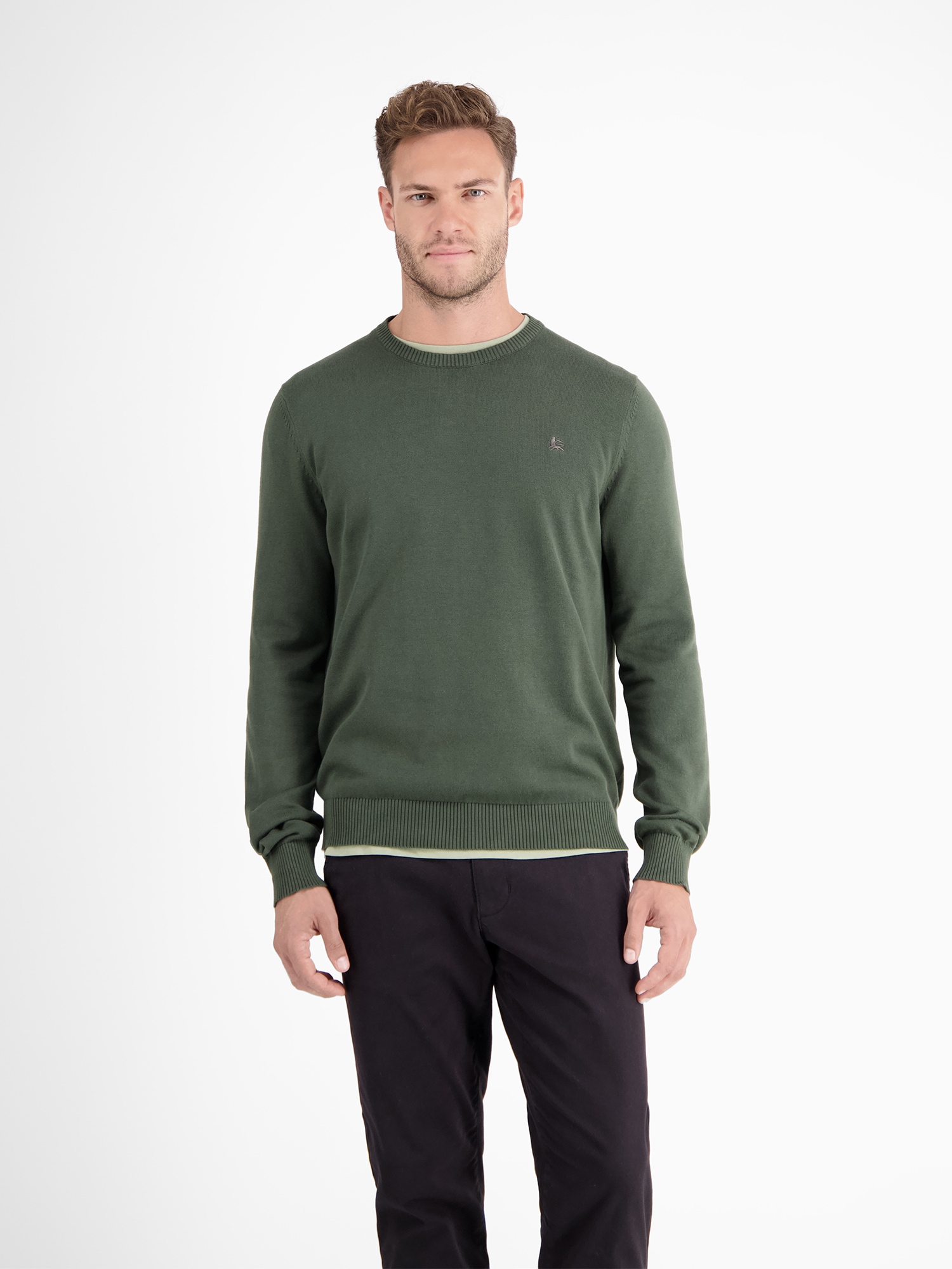 LERROS Strickpullover "Herren Strickpullover aus Baumwolle mit Crewneck Ausschnitt" Weicher Strick-Pullover, Rundhalsausschnitt, lange Ärmel, pflegeleicht