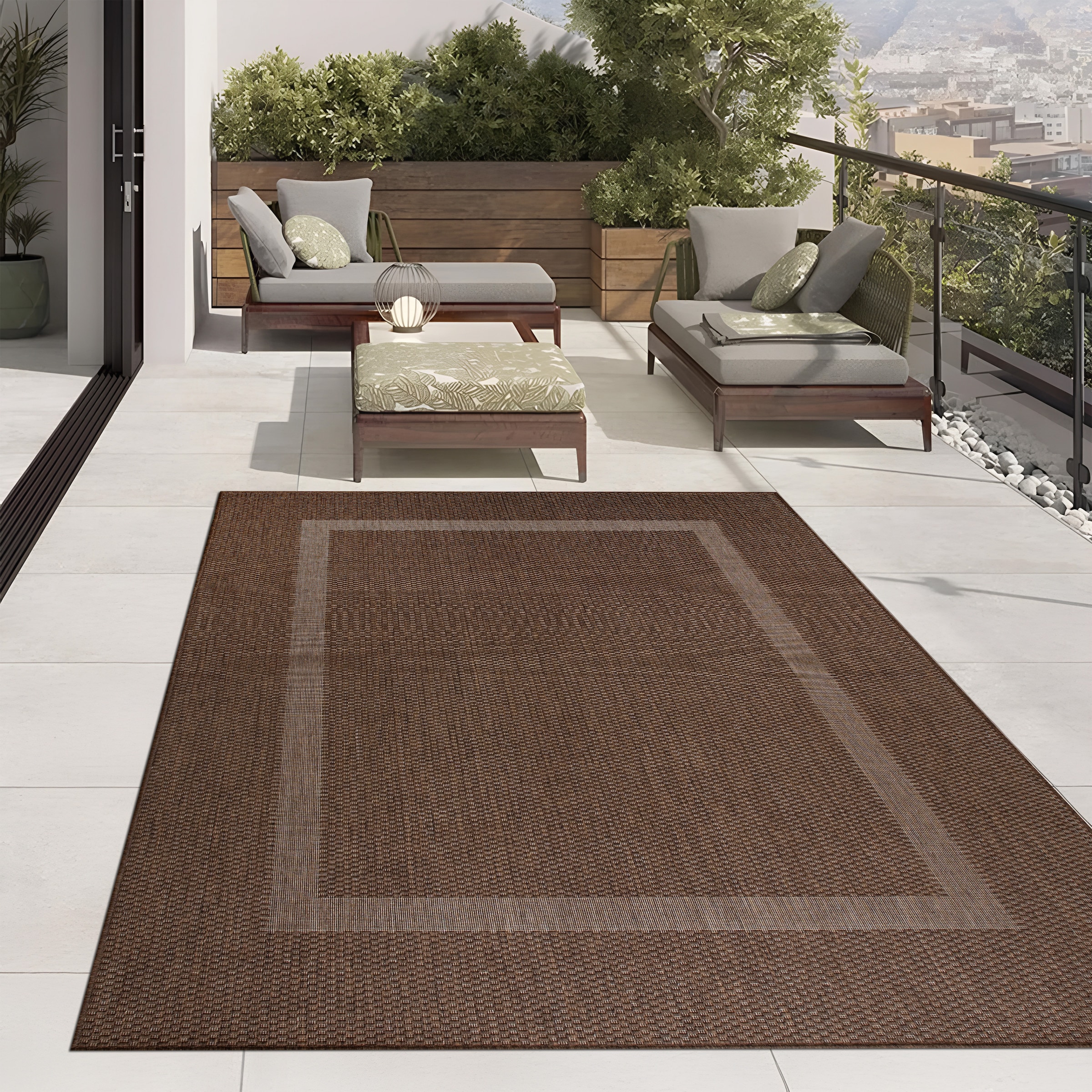 my home Teppich »Venedig Bordüre auch als Läufer erhältlich«, rechteckig, 3 mm Höhe, In- und Outdoor geeignet, Sisal-Optik, Wetterfest & UV-beständig