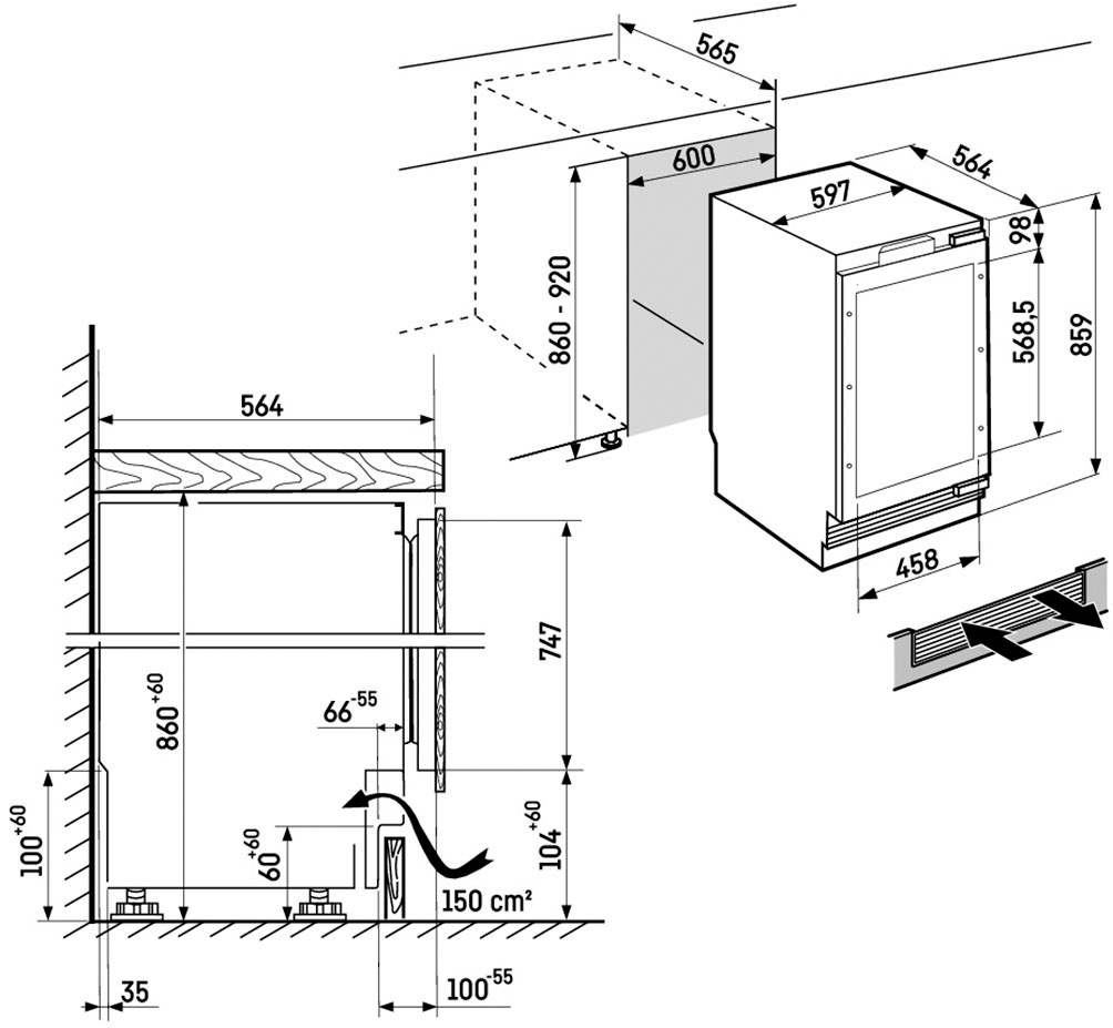 Liebherr Einbaukühlschrank »UBCpr 376i_994823651« 85,9 cm hoch 59,7 cm breit