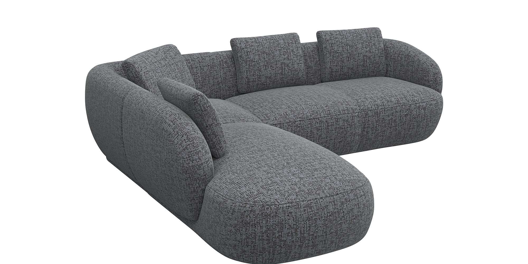 FLEXLUX Ecksofa »Torino, rund, L-Form, Sofa-Ecke mit Ottomane«, Modernes, organisches Sofa-Design, Kaltschaum, Wellenunterfederung