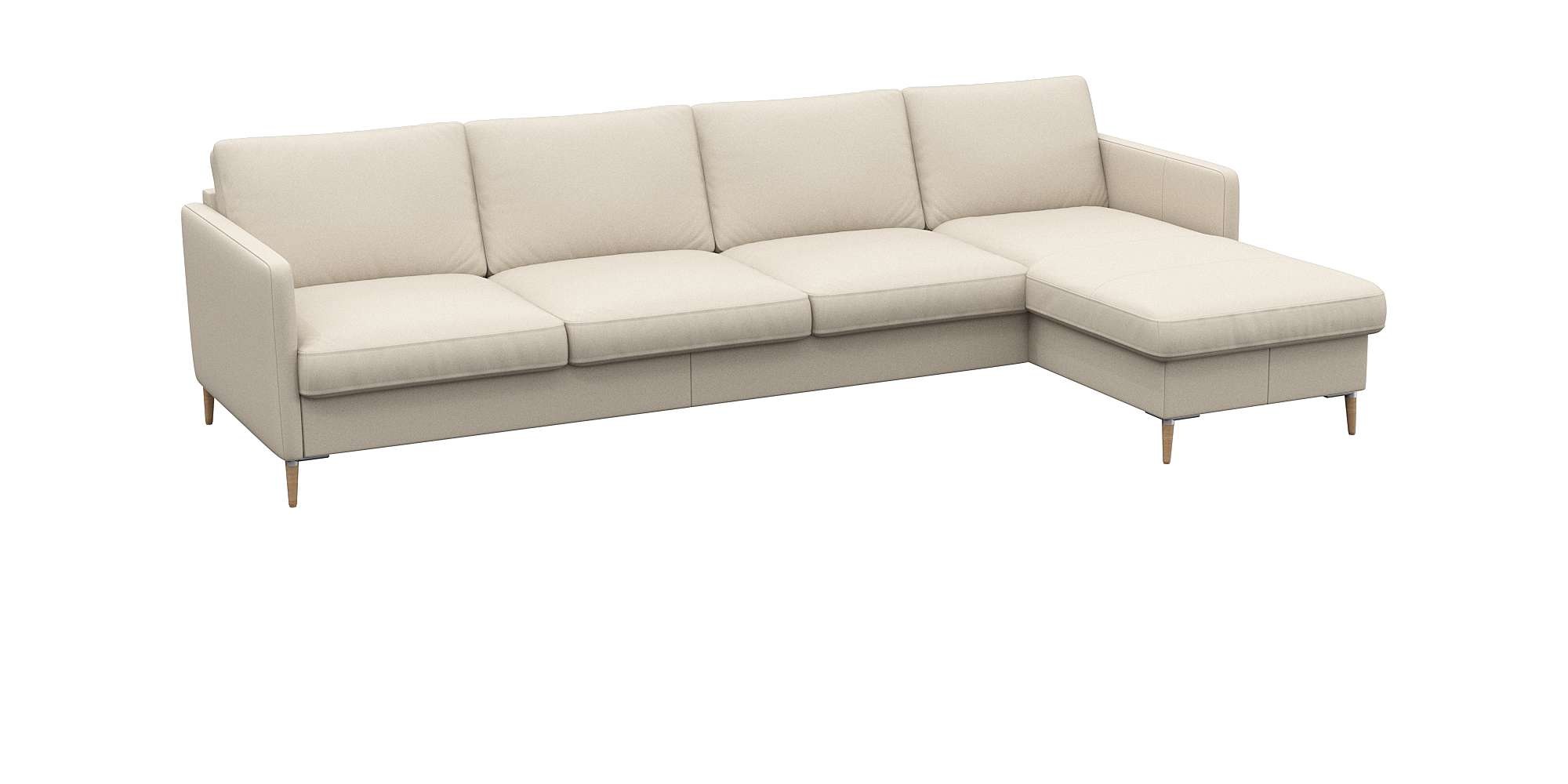 FLEXLUX Ecksofa »Fiore, L-Form, bequem und komfortabel durch hochwertigem Sitzaufbau«, schmale Armlehnen, Kaltschaum, Füße Alu+ Eiche