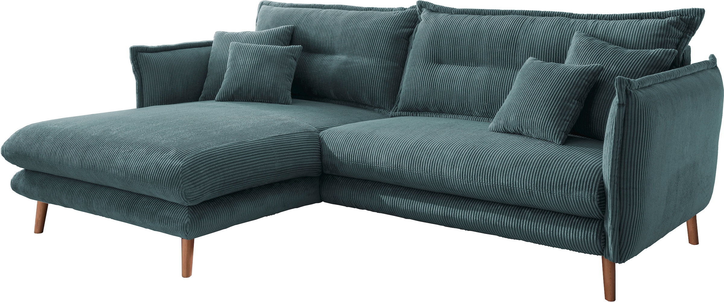 INOSIGN Ecksofa »Lazio modern und bequem, schmale Armlehnen, tolle Detailverarbeitung«, zwei verschiedene Fußfarben wählbar