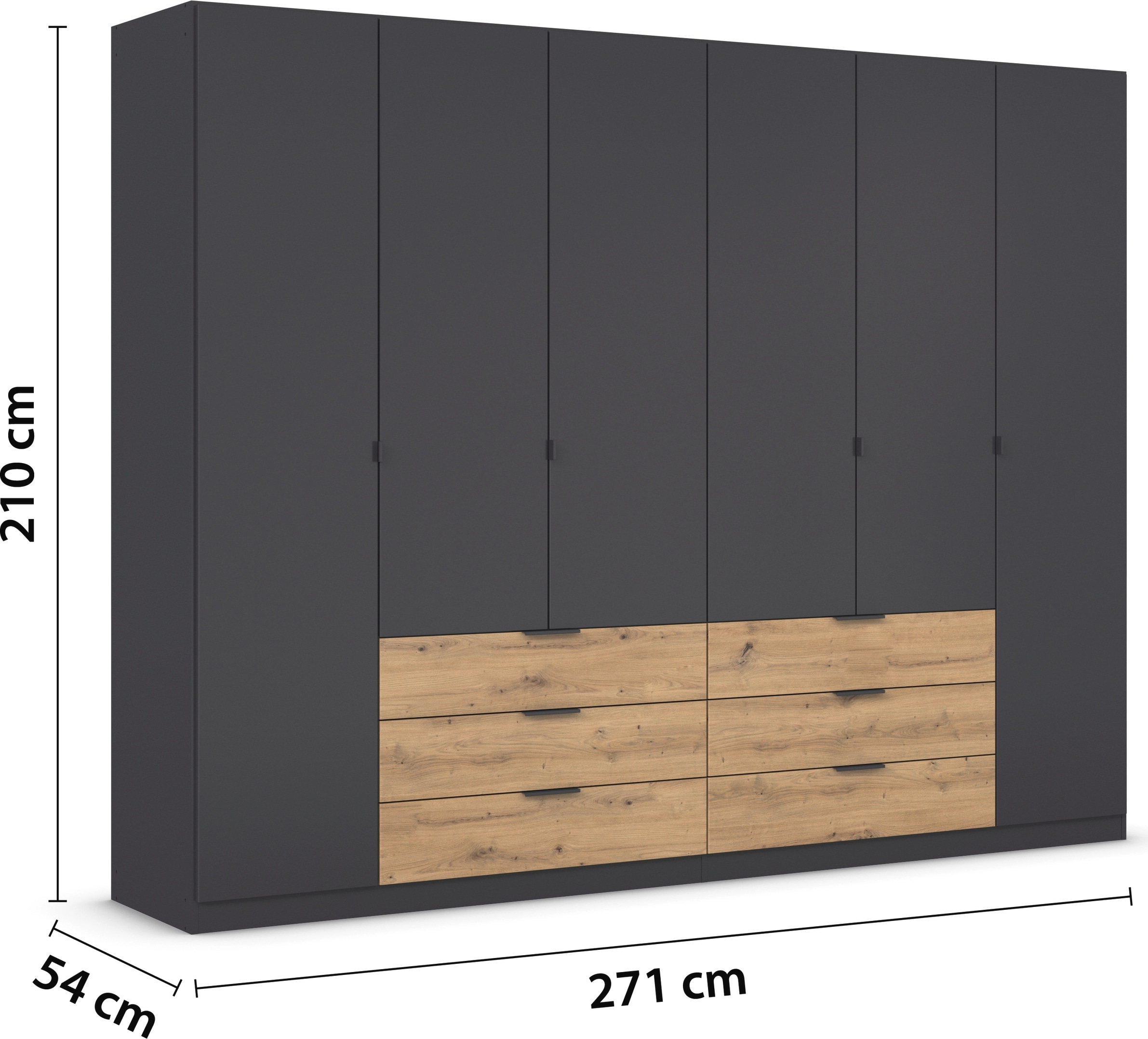 rauch Drehtürenschrank »Kleiderschrank Schrank Garderobe Schlafzimmerschrank DAVOA«, mit farblich abgesetzten Schubkästen in Eiche Artisan MADE IN GERMANY