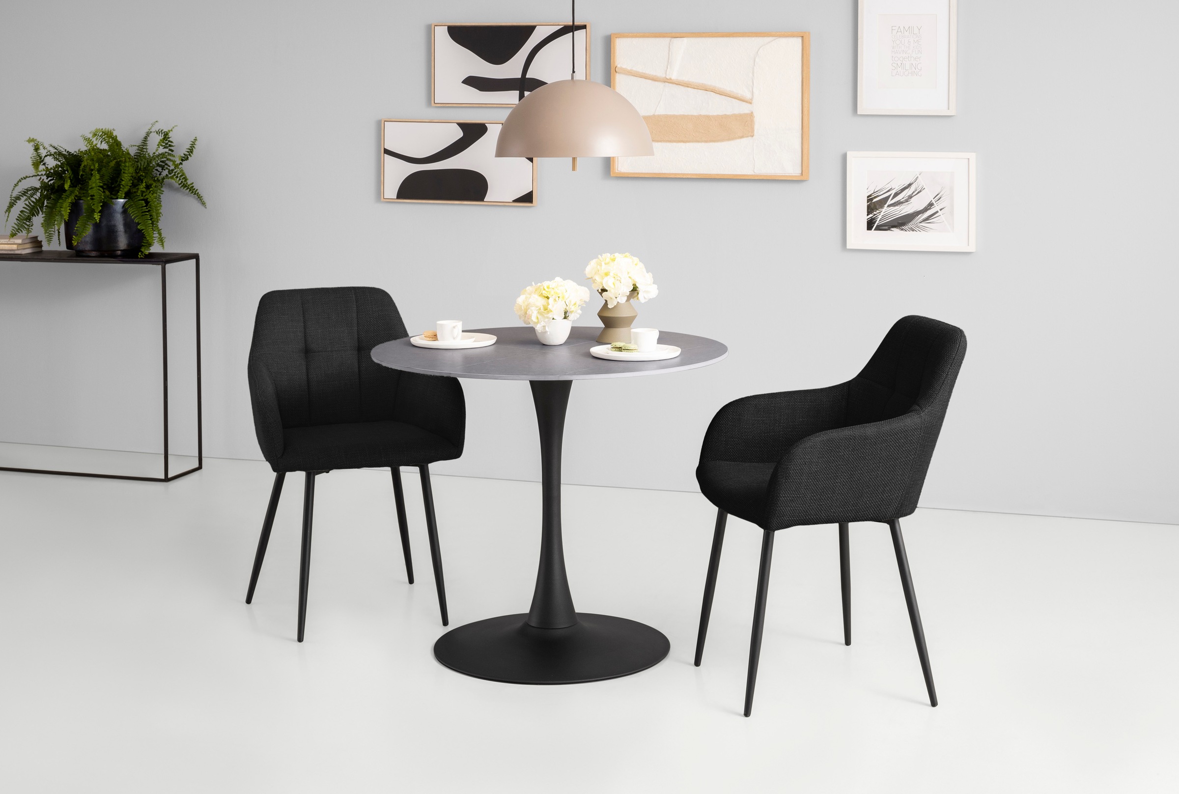 HELA Essgruppe "MOSEL" 3 Stk. tlg. Tisch 90x75 cm, Platte rund, gesinterter günstig online kaufen