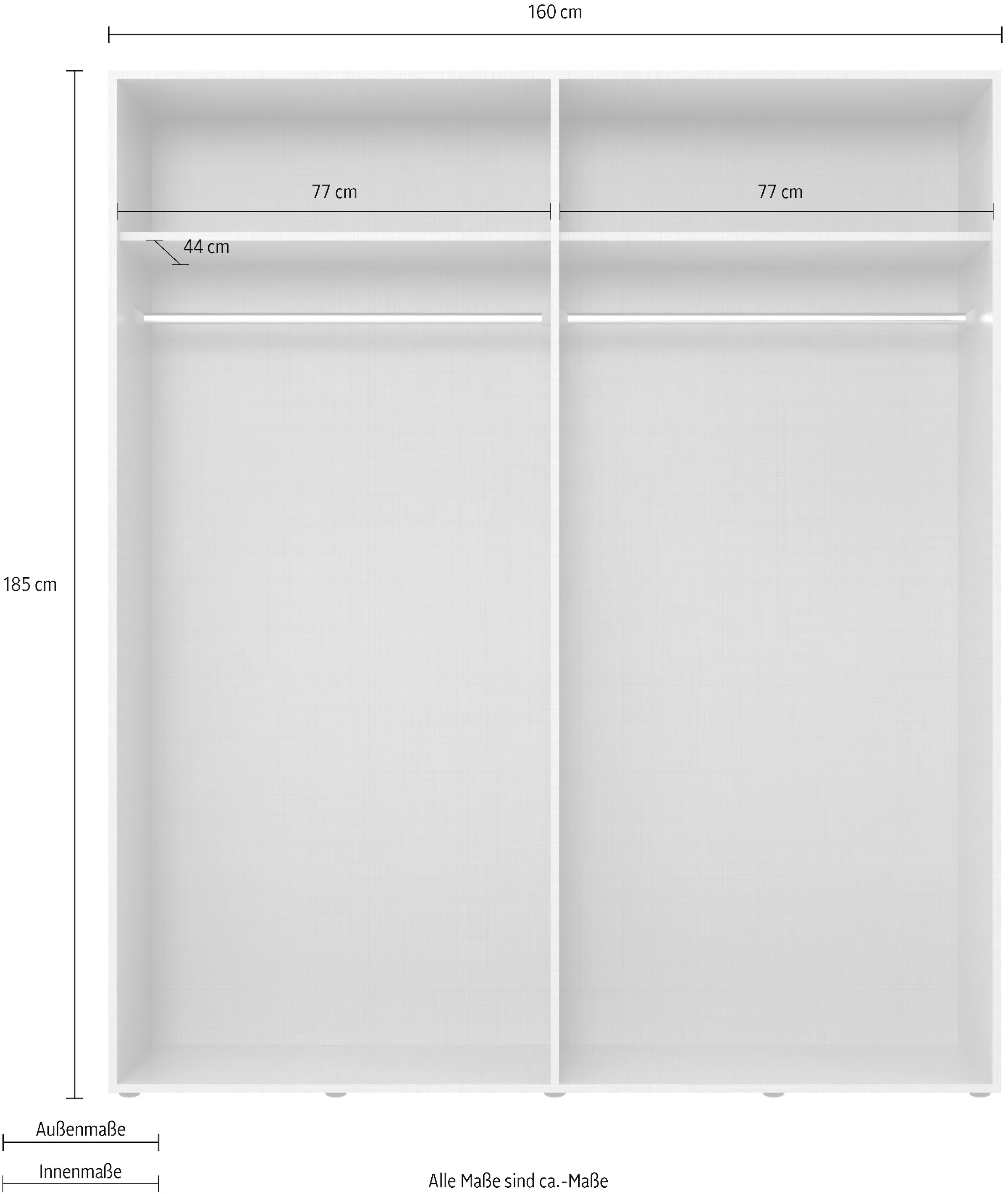 Wimex Kleiderschrank »Mugano,in 8 Breiten,3 Höhen,2 Tiefen, viele Farben, Made in Germany«, (in Basic oder Premium Ausstattung mit 2 weiteren Einlegeböden), mit langen oder kurzen Griffen aus Metall, mit oder ohne Spiegel