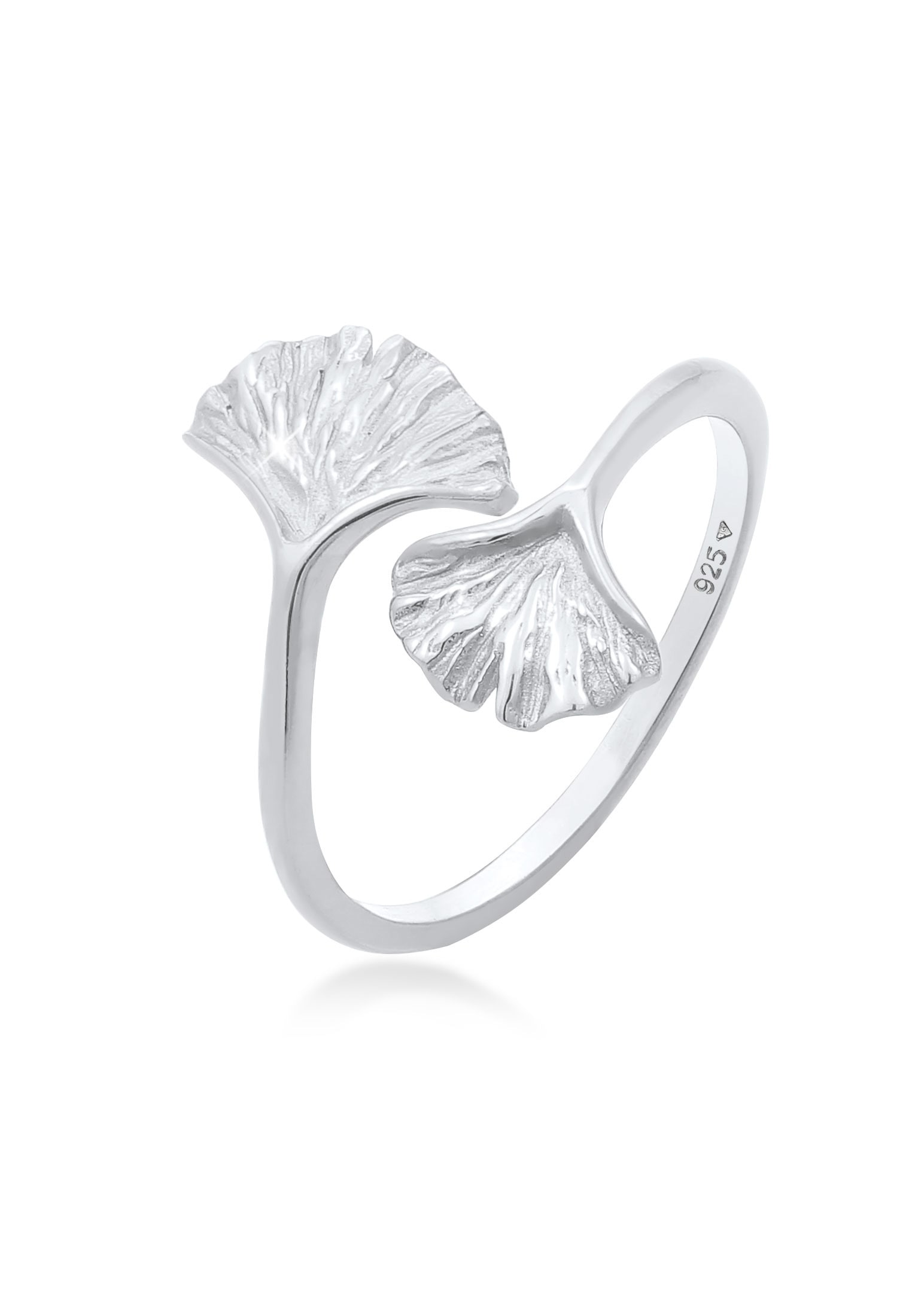 Fingerring »Verstellbar offen Ginkgo Blatt Natur 925 Silber«