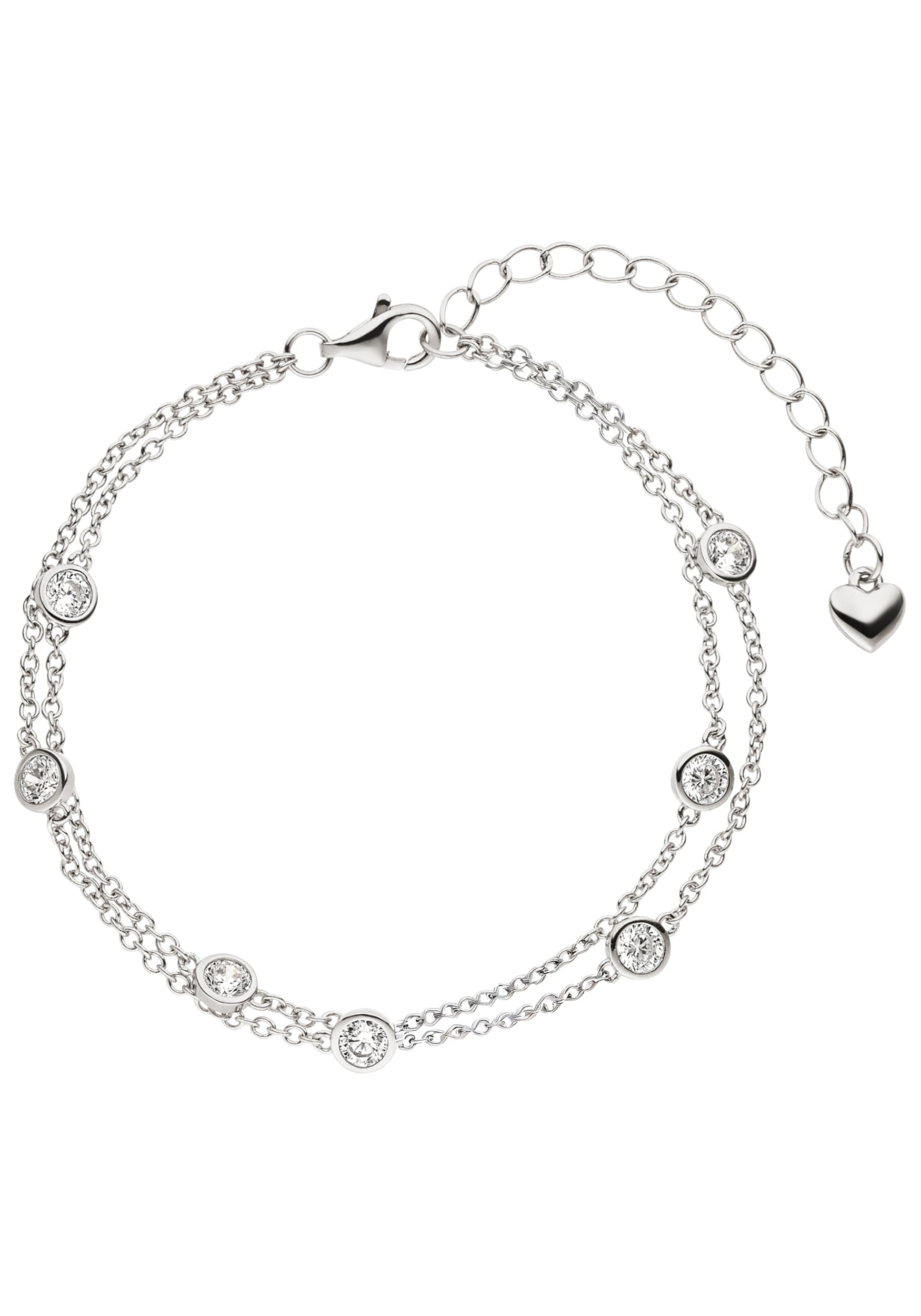 JOBO Silberarmband »Armband 2-reihig 15 cm bis 19,5 cm verstellbar« 925 Silber mit 7 Zirkonia