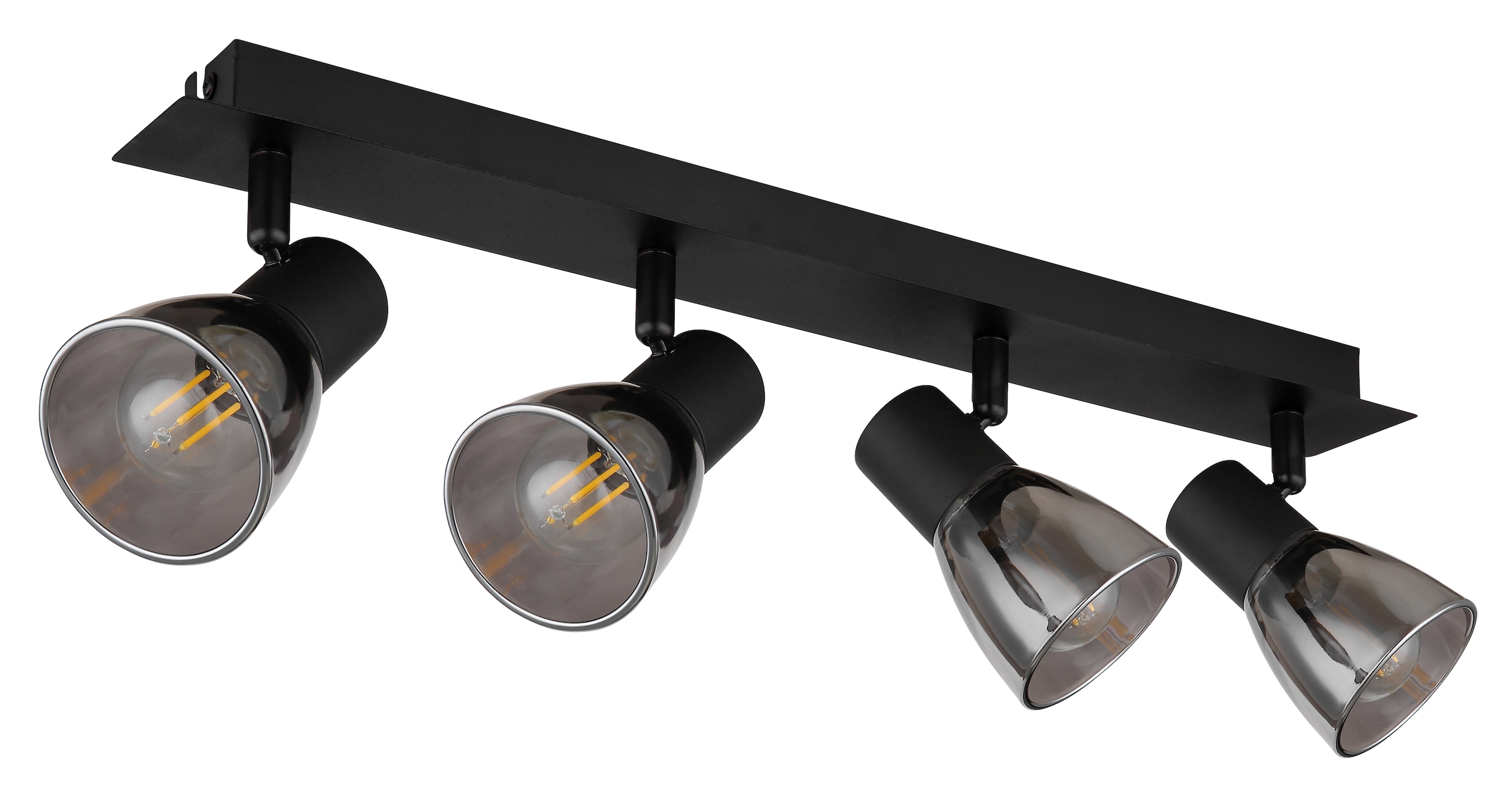 GLOBO LIGHTING Deckenstrahler »CLAUDE«, Leuchtmittel E14 | ohne Leuchtmittel, Deckenspot/schwarz/Glas rauchfarben/LxBxH: 500x70x155mm