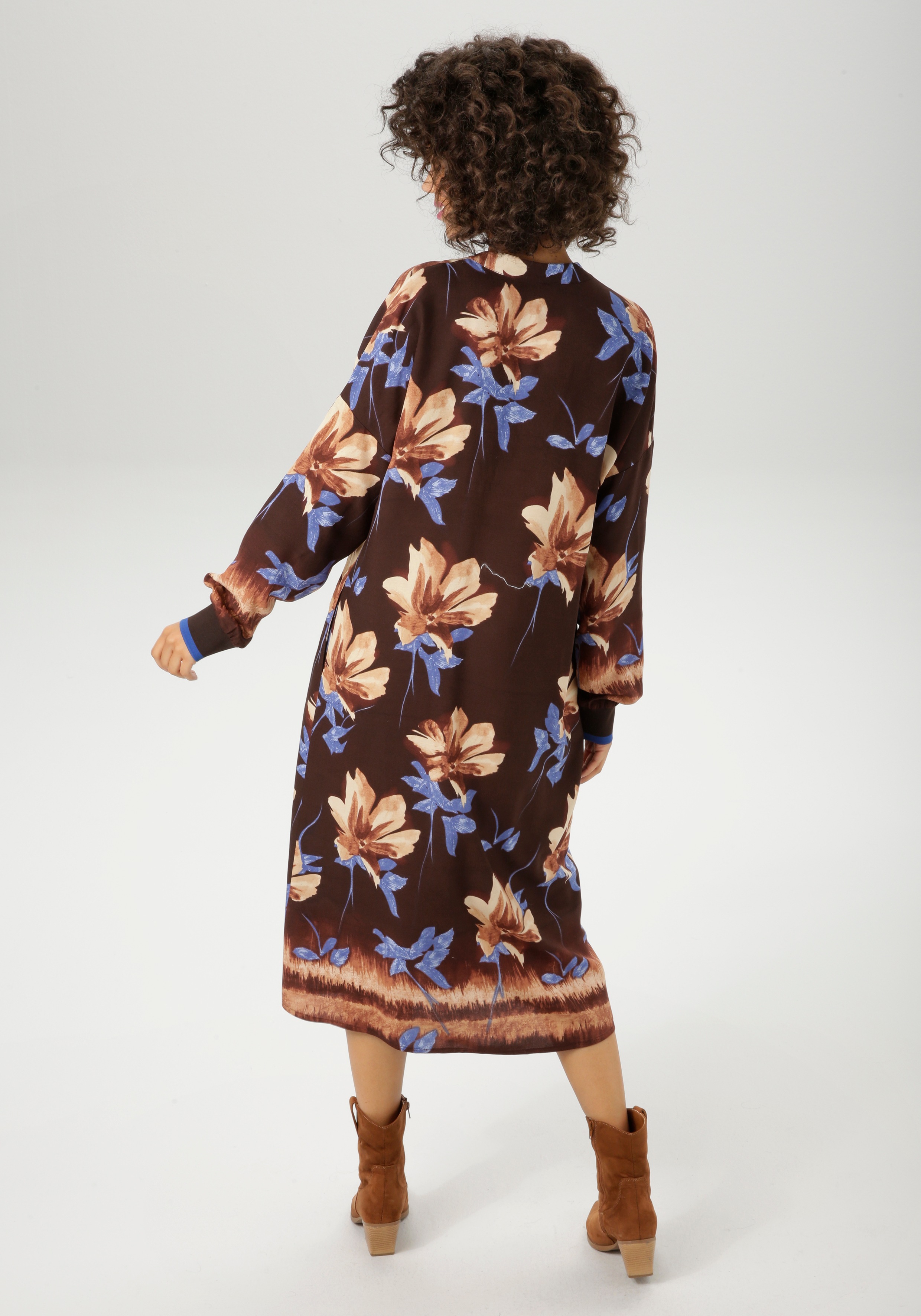 Thumbnail - Aniston CASUAL Blusenkleid mit großflächigem Blumendruck und Bordüre - NEUE KOLLEKTION