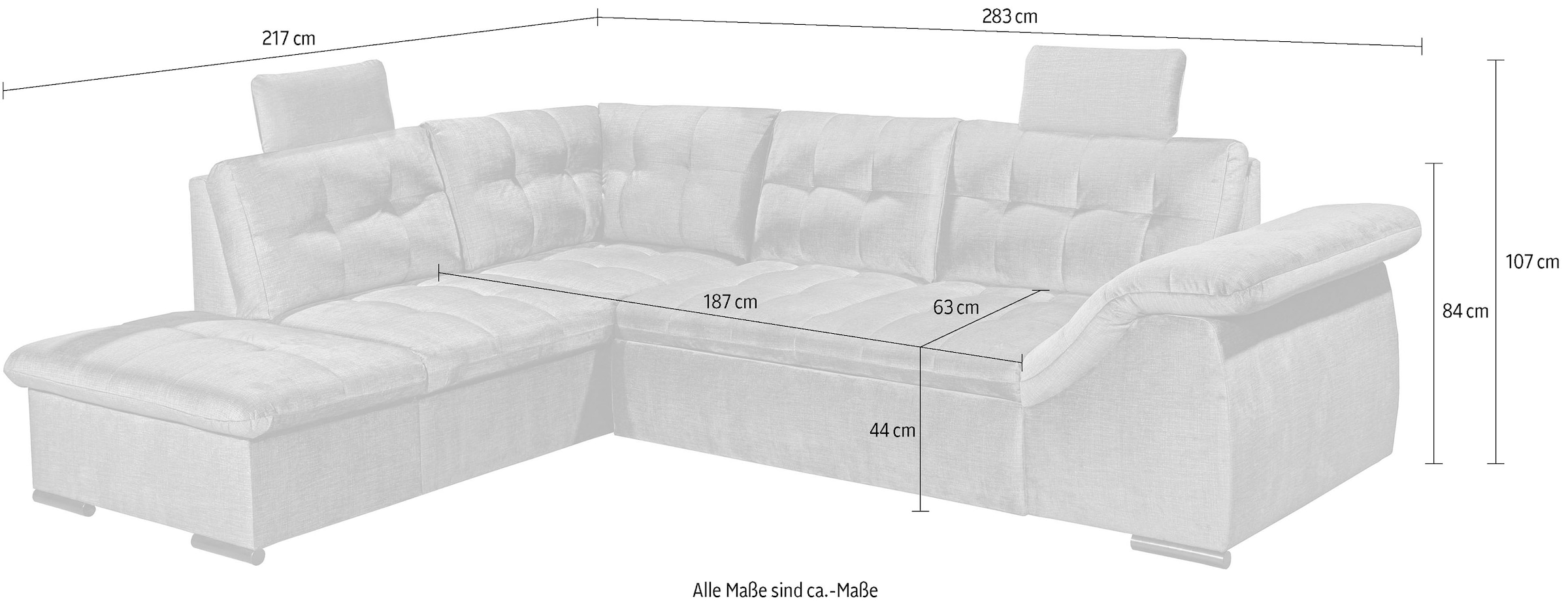ED EXCITING DESIGN Ecksofa »Estrella L-Form«, mit Bettfunktion, Bettkasten, Armteilverstellung & Kopfstützen
