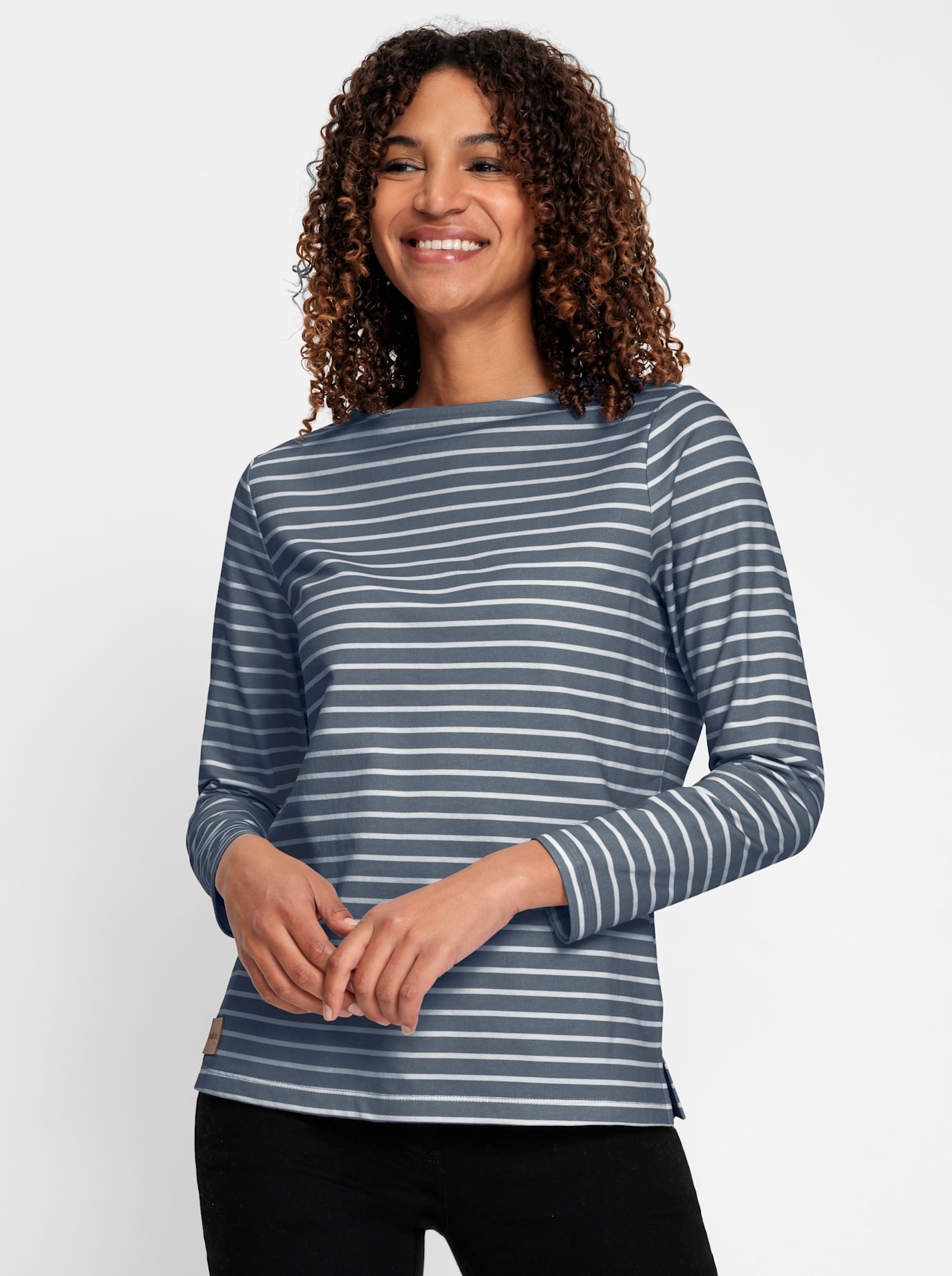 Damen Sweatshirt, blau, Gr. 52, gemustert, gestreift, mehrfarbig, 100% Baumwolle, Sweatshirts