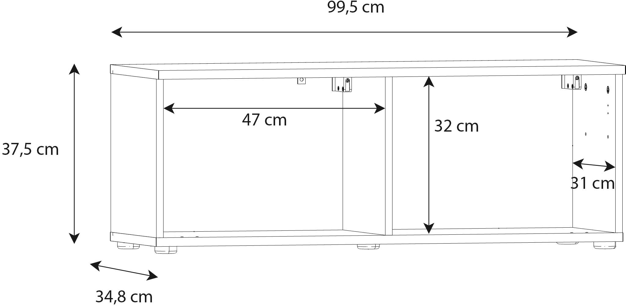 FORTE Lowboard »LibertadTV-Board, TV-Schrank«, TV Board, erweiterbar, Wandmontage, Metallgriff