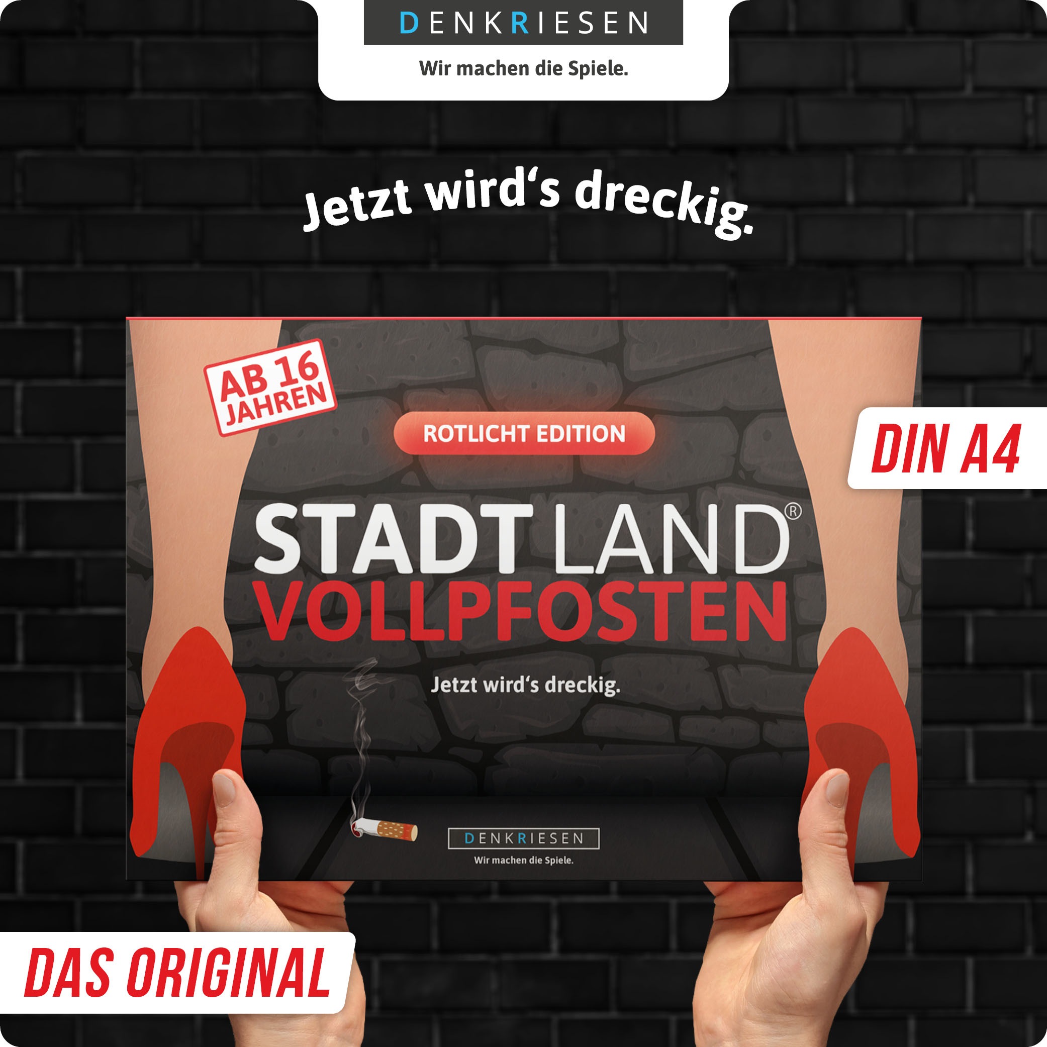 Denkriesen Spiel »Stadt Land Vollpfosten, Rotlicht Edition A4 Block«, Made in Germany