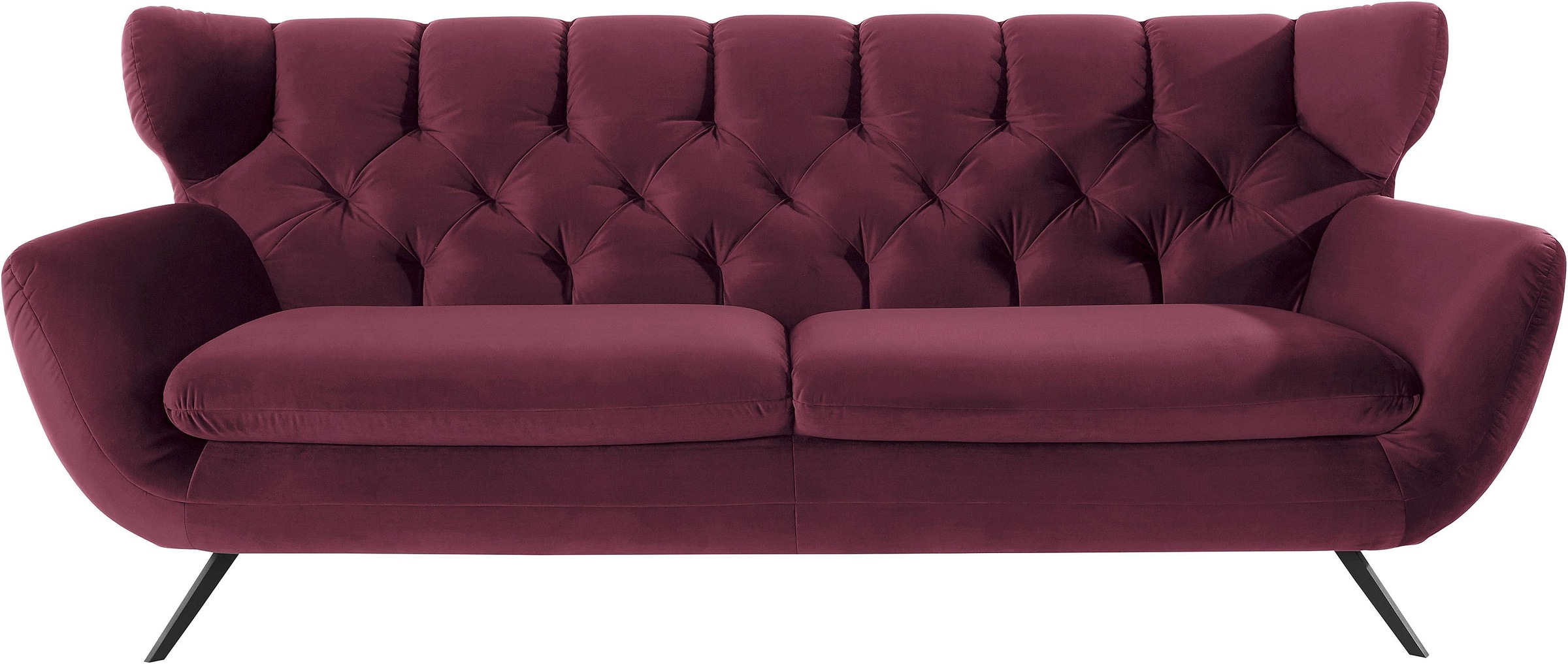 3C Candy 3-Sitzer "Beatrice, extravagantes Megasofa, bequem, Küchensofa, Breite 225cm" mit Rückensteppung im Rautenmuster, Samt Optik, auch in Fellimitat