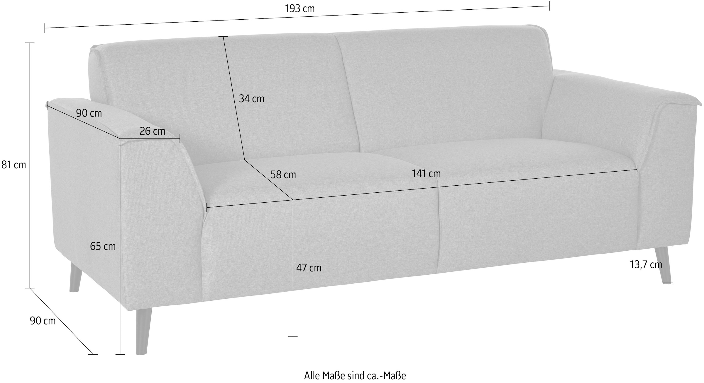 DOMO collection 2,5-Sitzer »Amora tolle Verarbeitungsdetails, komfortabel,« mit Federkern für hohen Sitzkomfort
